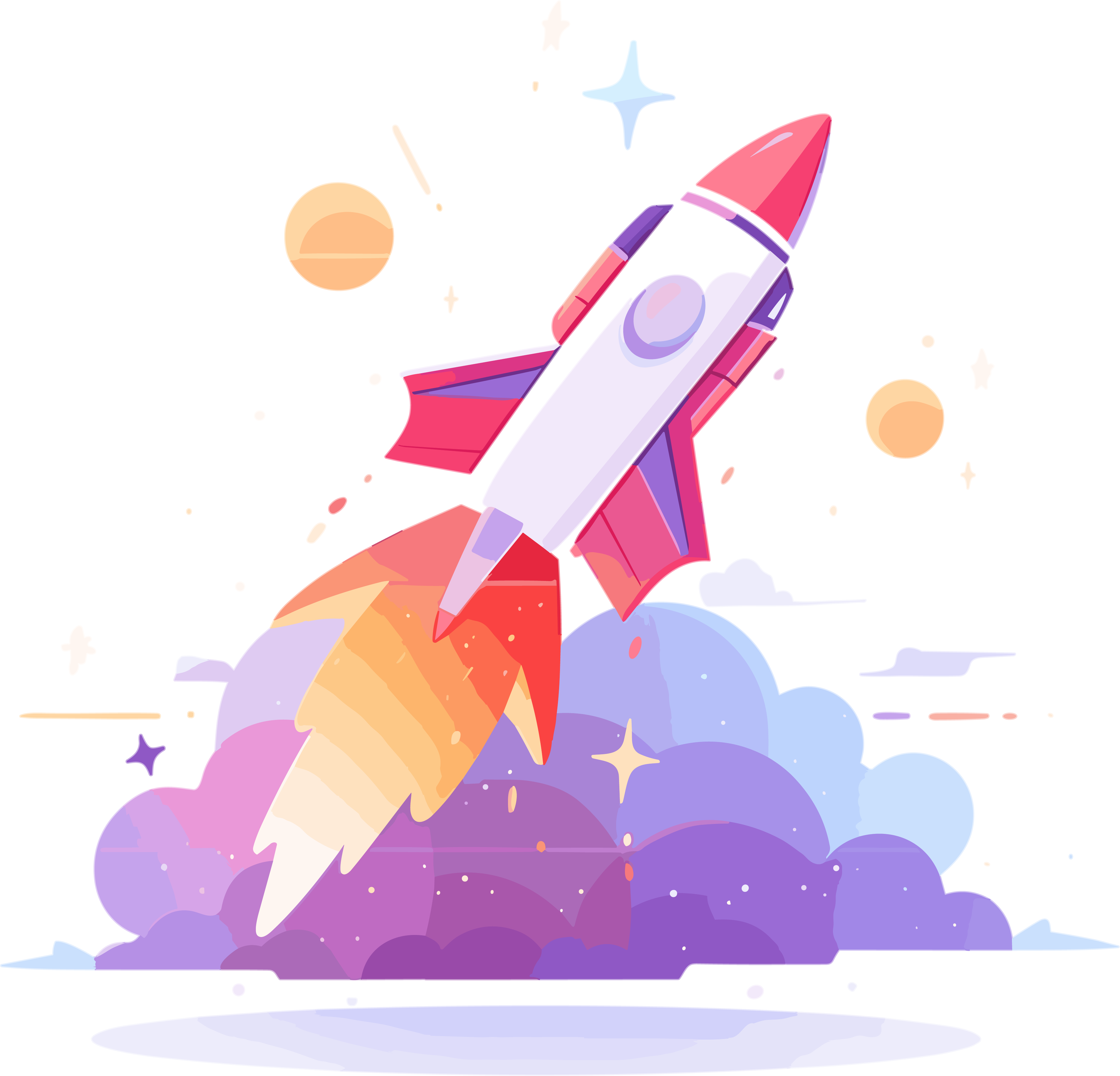 Brightly colored rocket vector illustration
