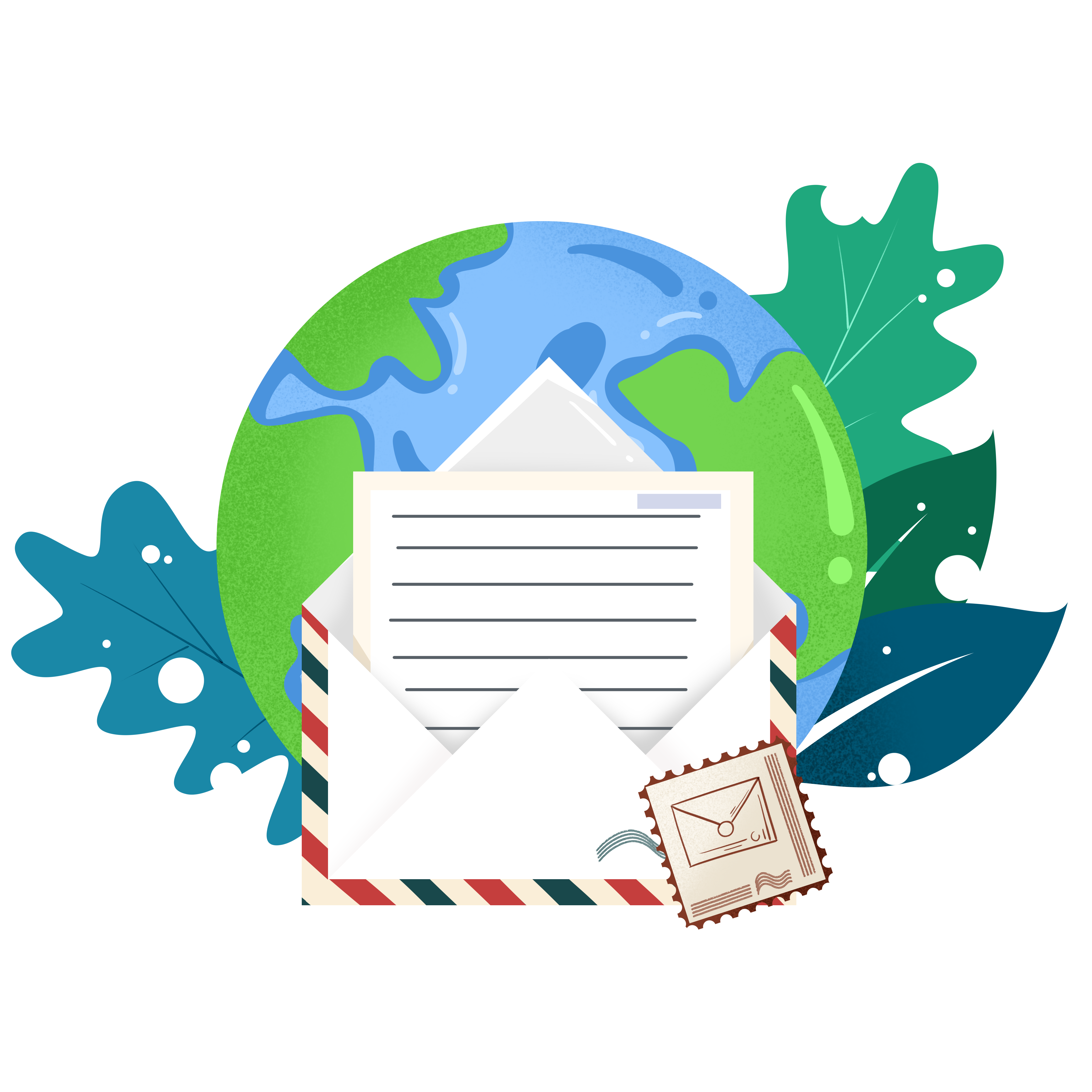 Creative illustration of Earth mail envelope commercial material