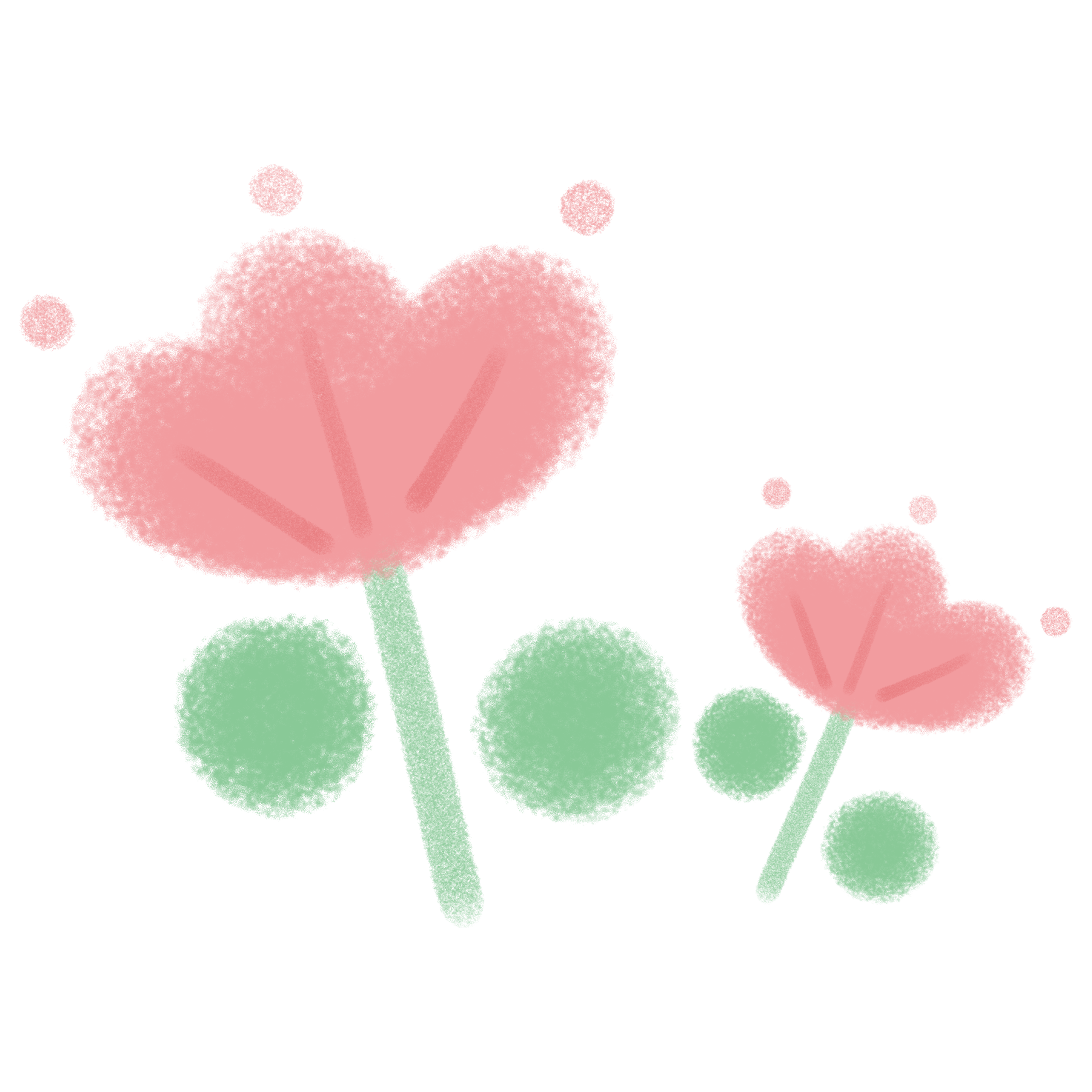 Misty textured pink flower transparent background illustration