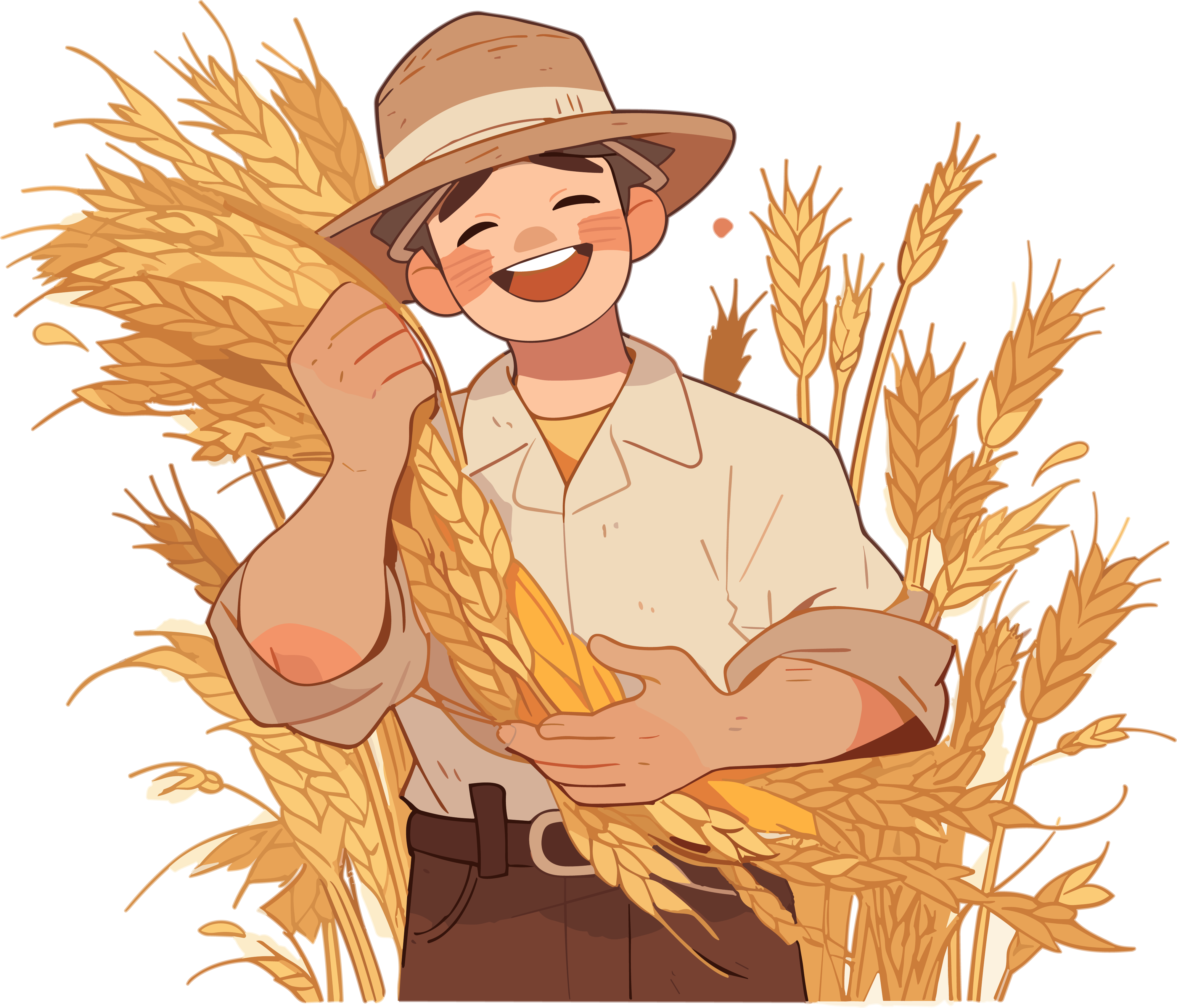 Dark yellow and light white Chinese rice wheat with a transparent background