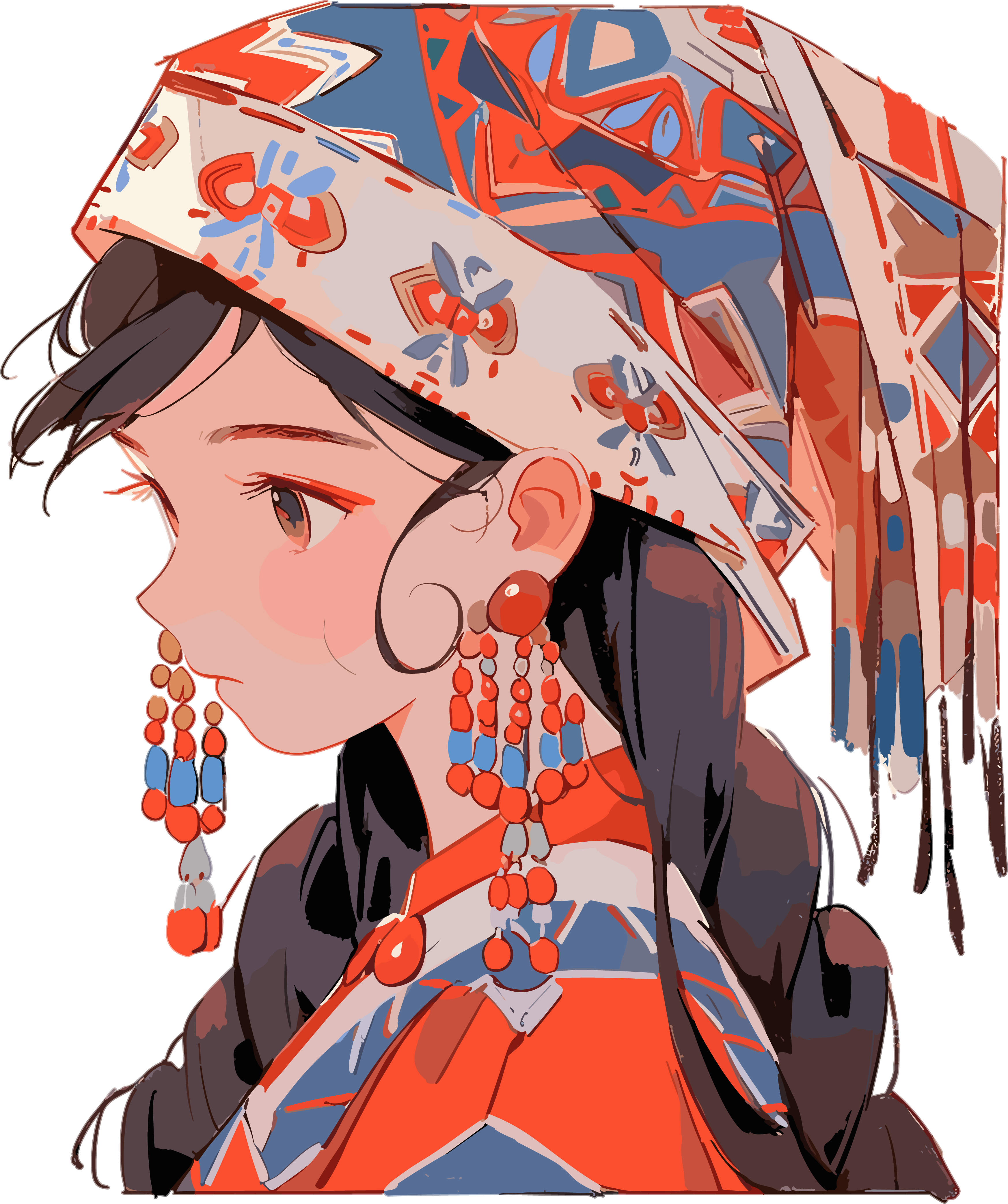 Traditional ethnic jewelry headdress contemporary Chinese art style material
