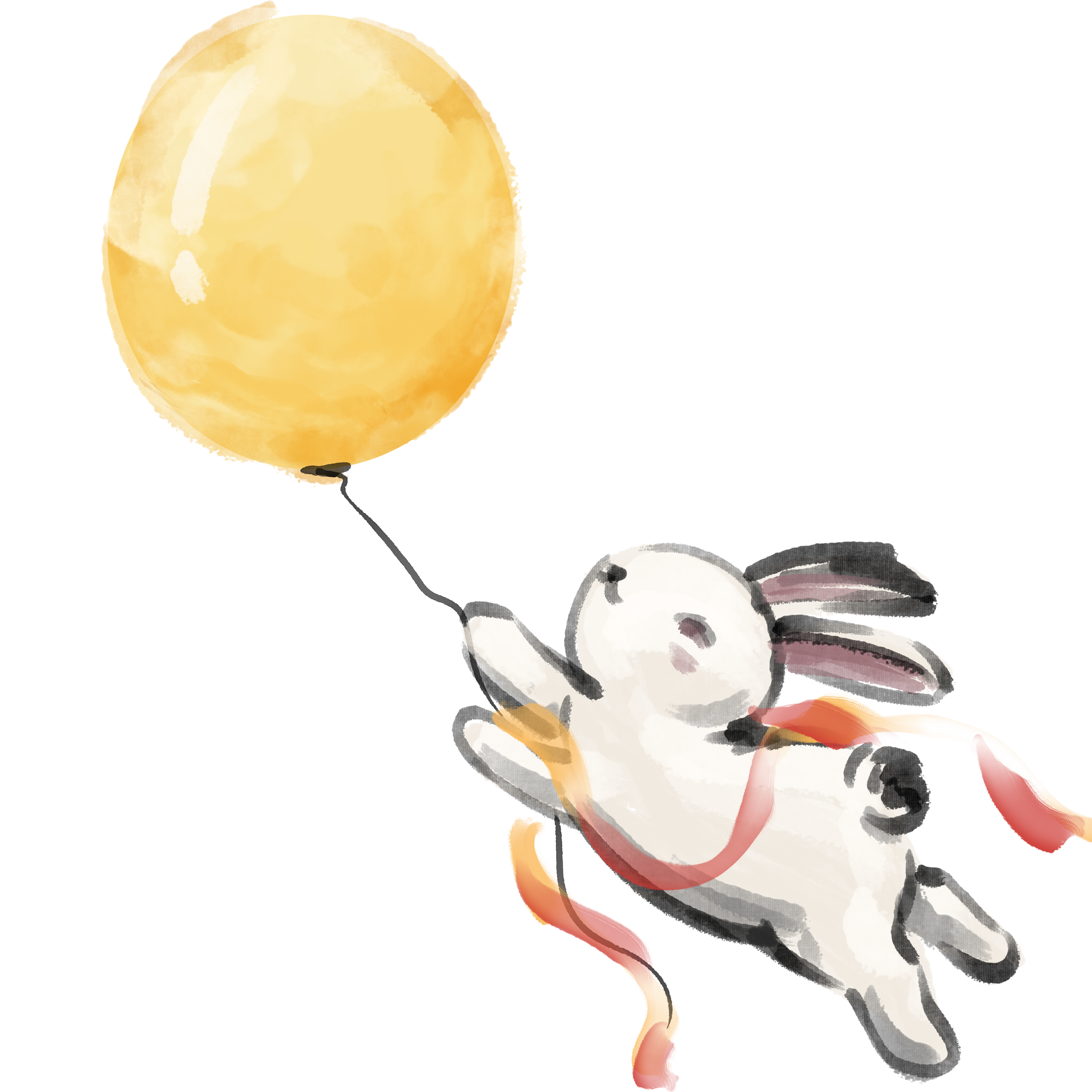 Childlike Fun Mid-Autumn Festival Jade Rabbit and Moon Balloon Illustration PNG