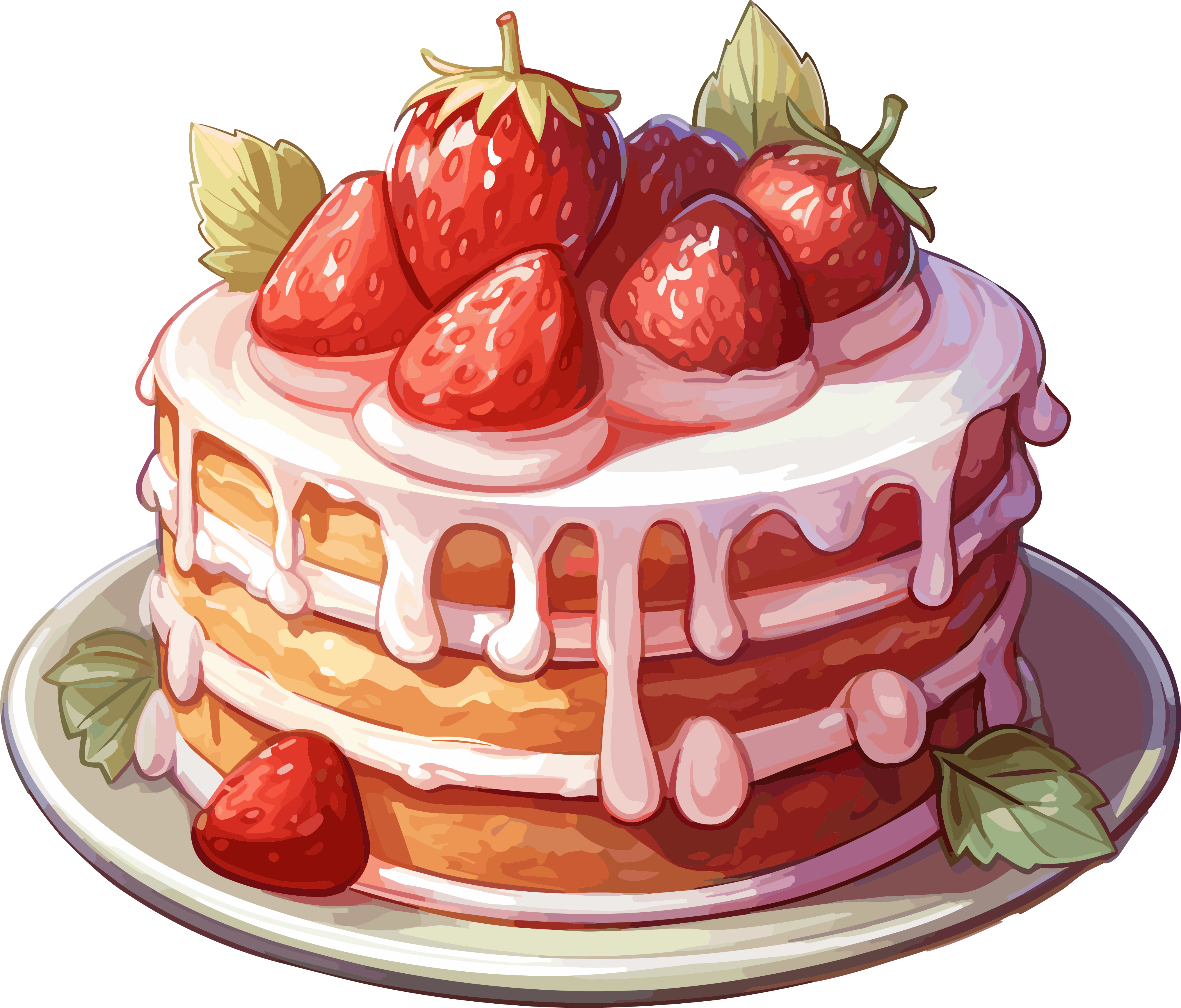 Illustration material of Nightingale Wind's berry cake