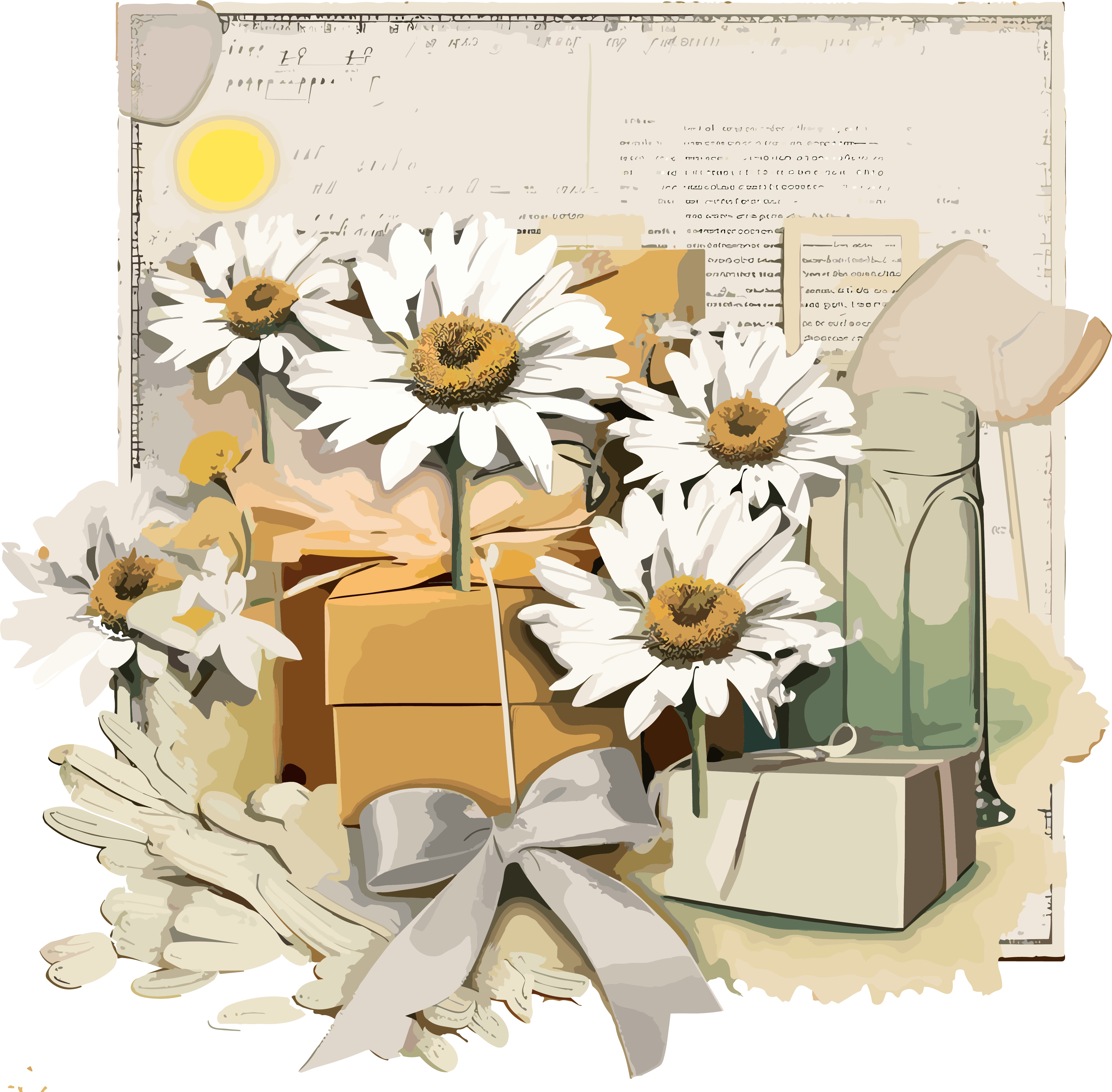 Business design inspiration birthday gift and daisy PNG illustration