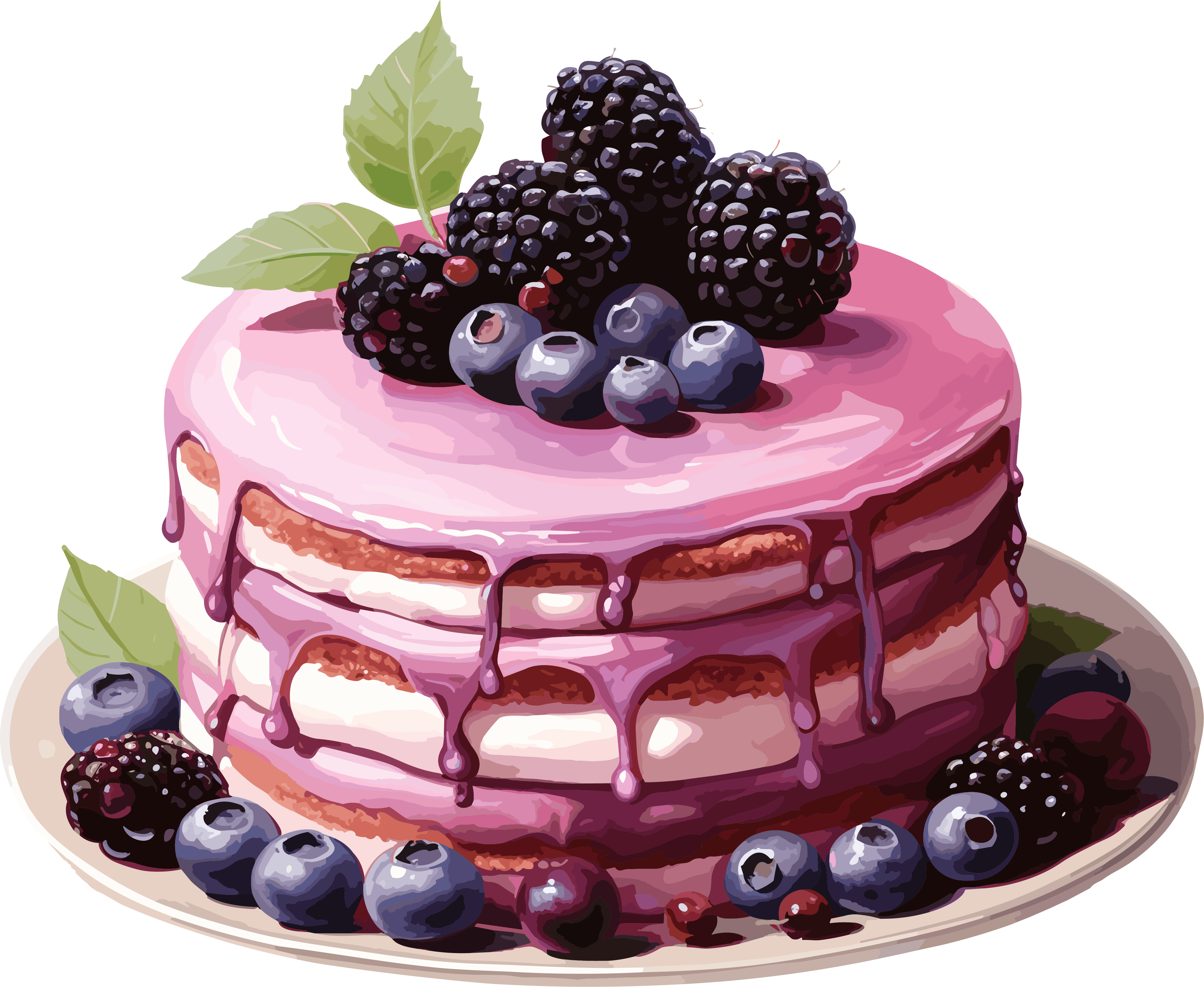 Watercolor art cake material in digital illustration style