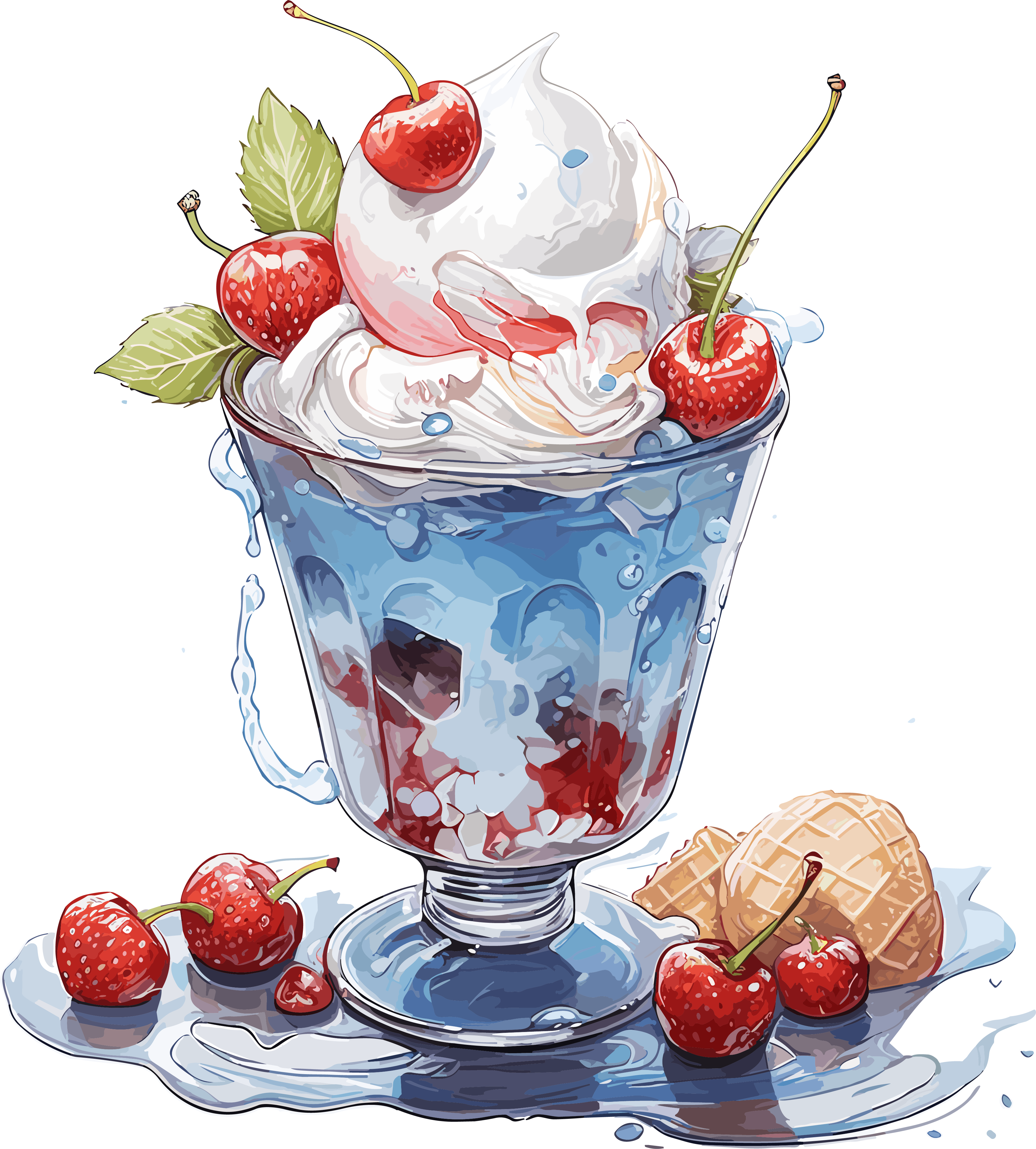 Creative design melancholic blue ice cream material
