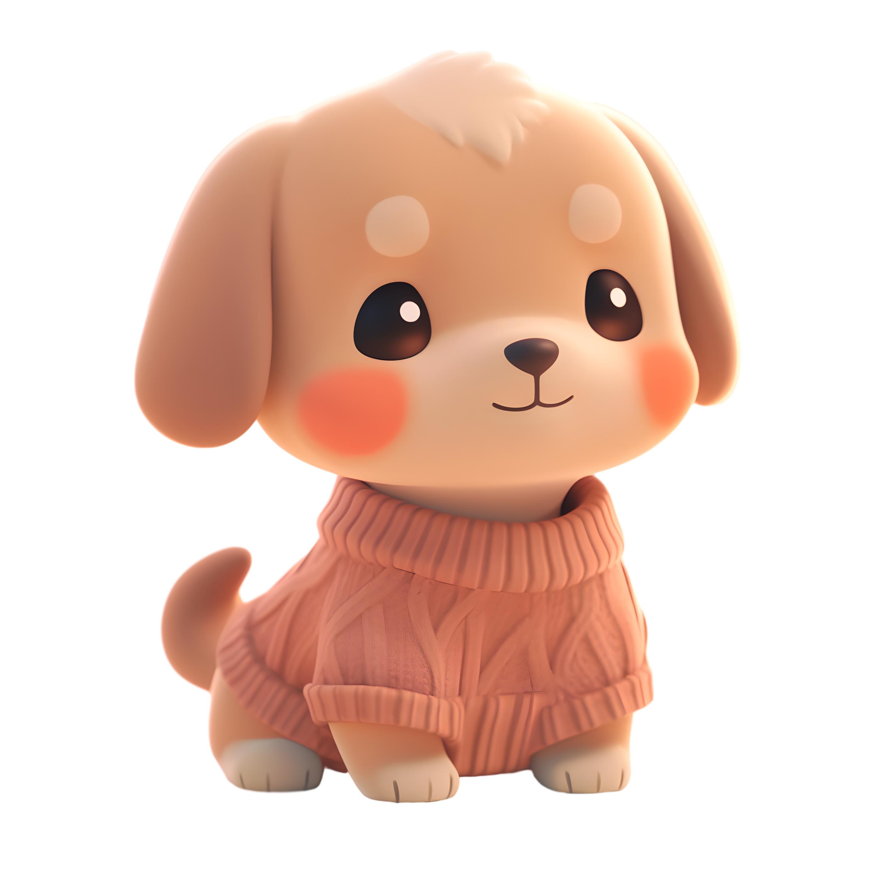 Cute dog wearing a sweater 3D glossy clay material