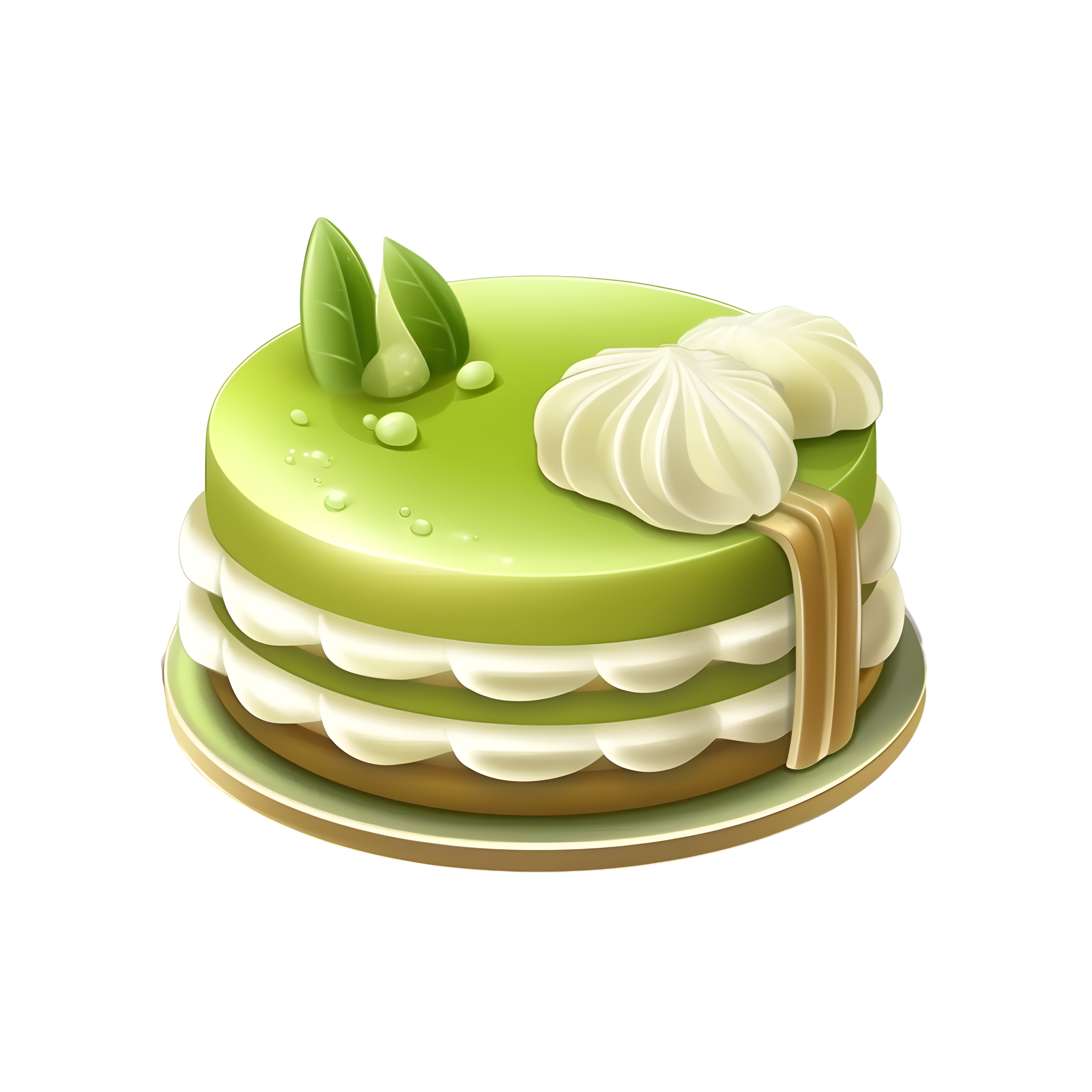 3D Cartoon Matcha Pastry PNG Elements