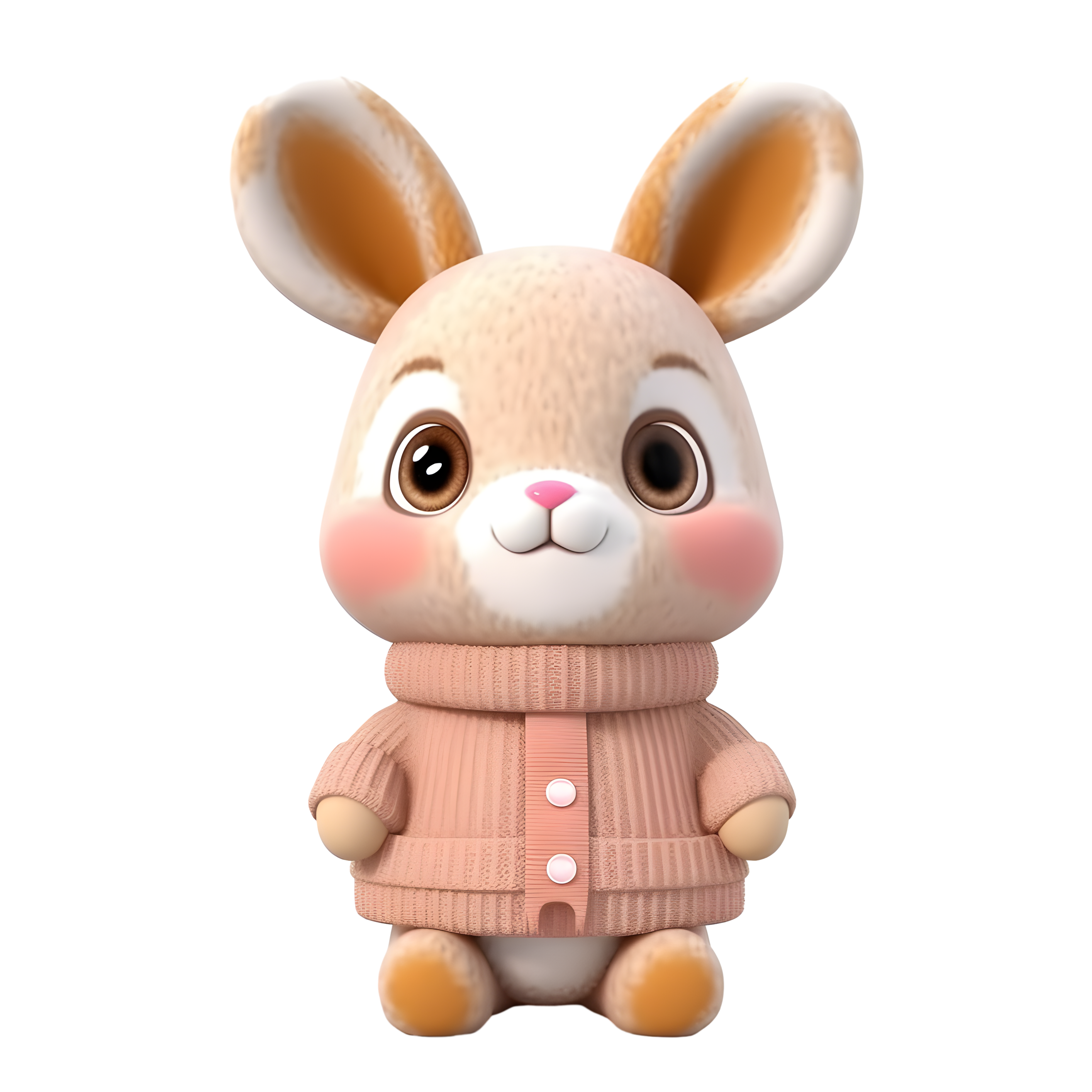 3D Light Clay Cute Bunny Pet Illustration