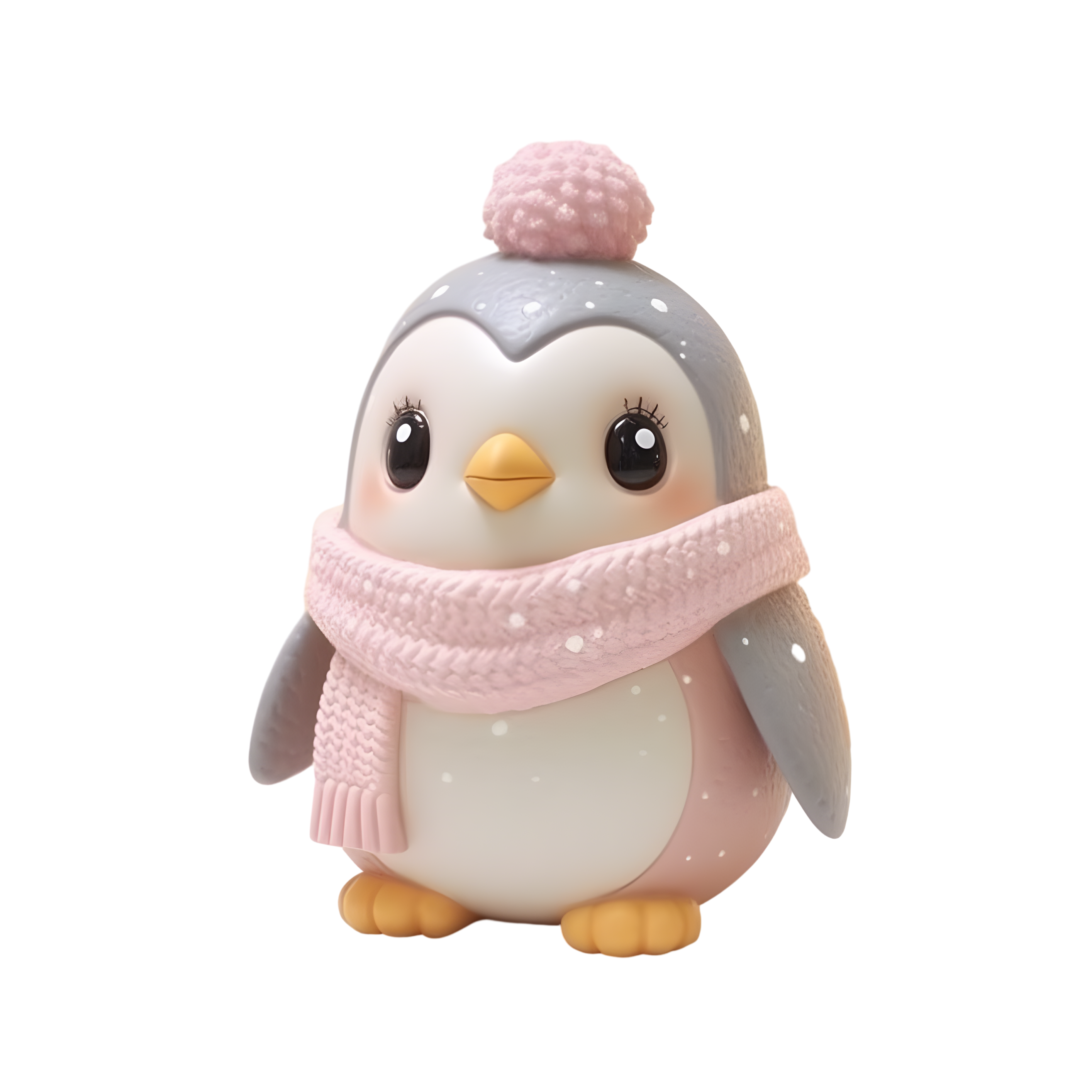Commercially usable 3D glossy clay penguin illustration design