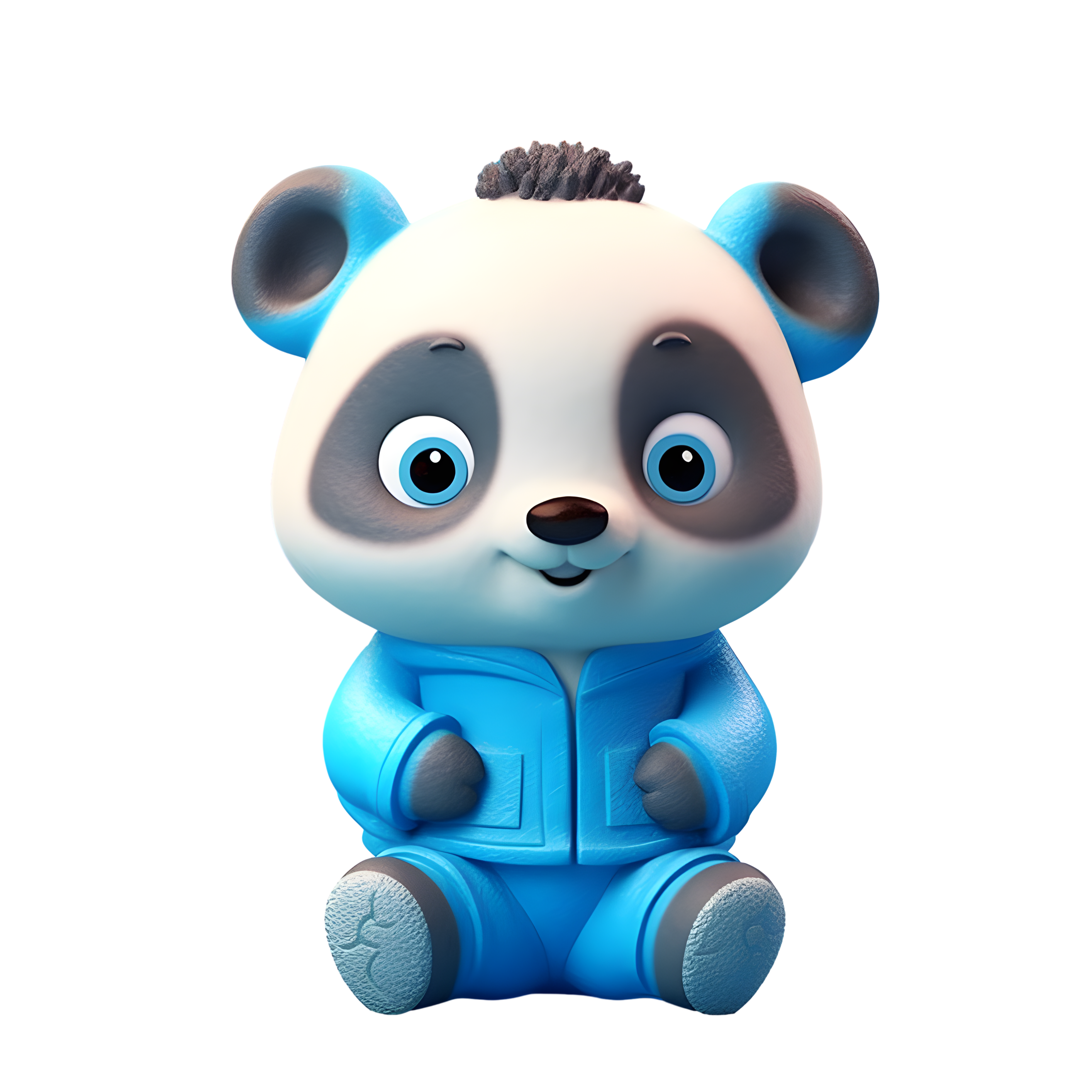 3D glossy clay material of a panda wearing a coat