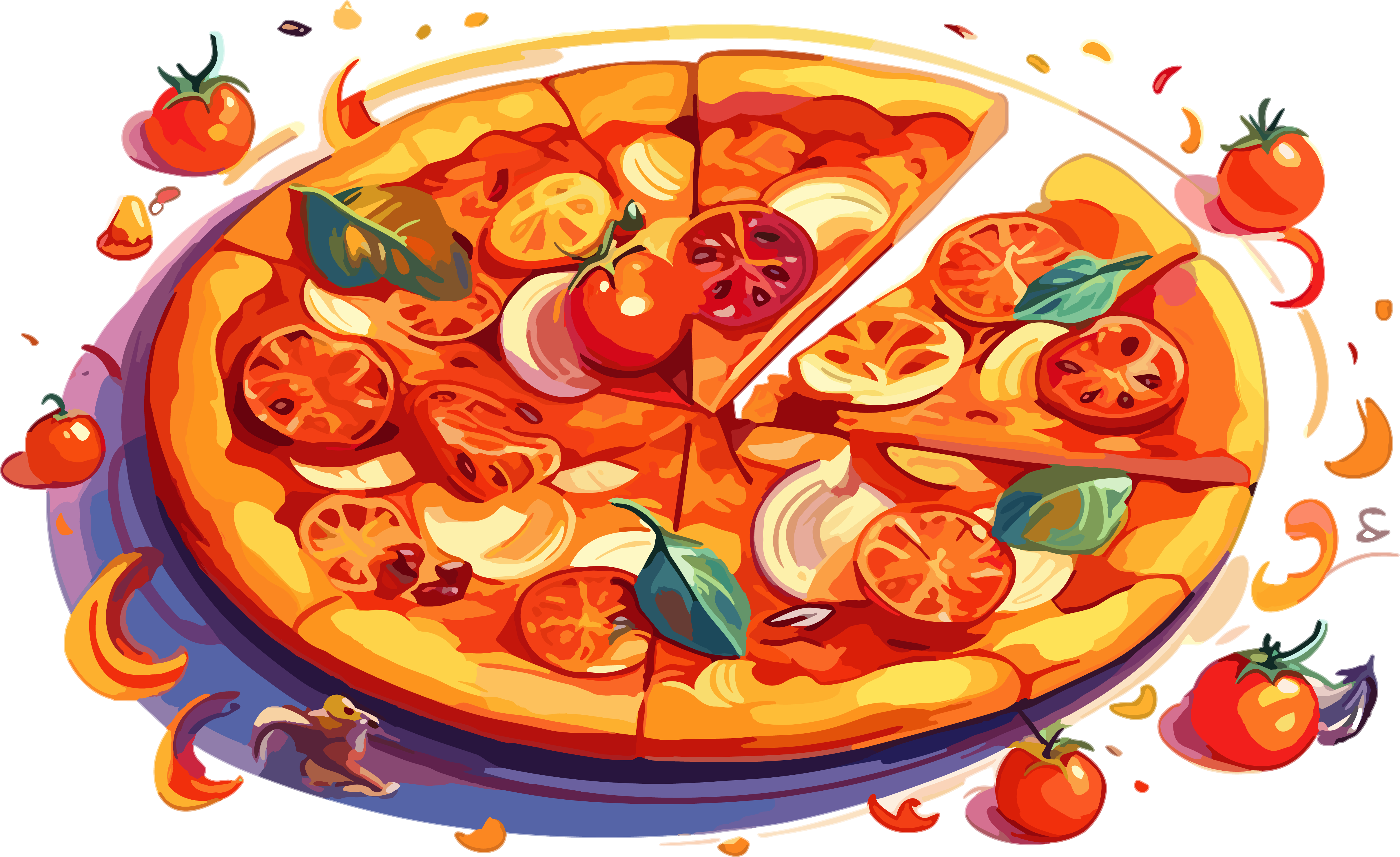 High-quality hand-drawn style pizza illustration design