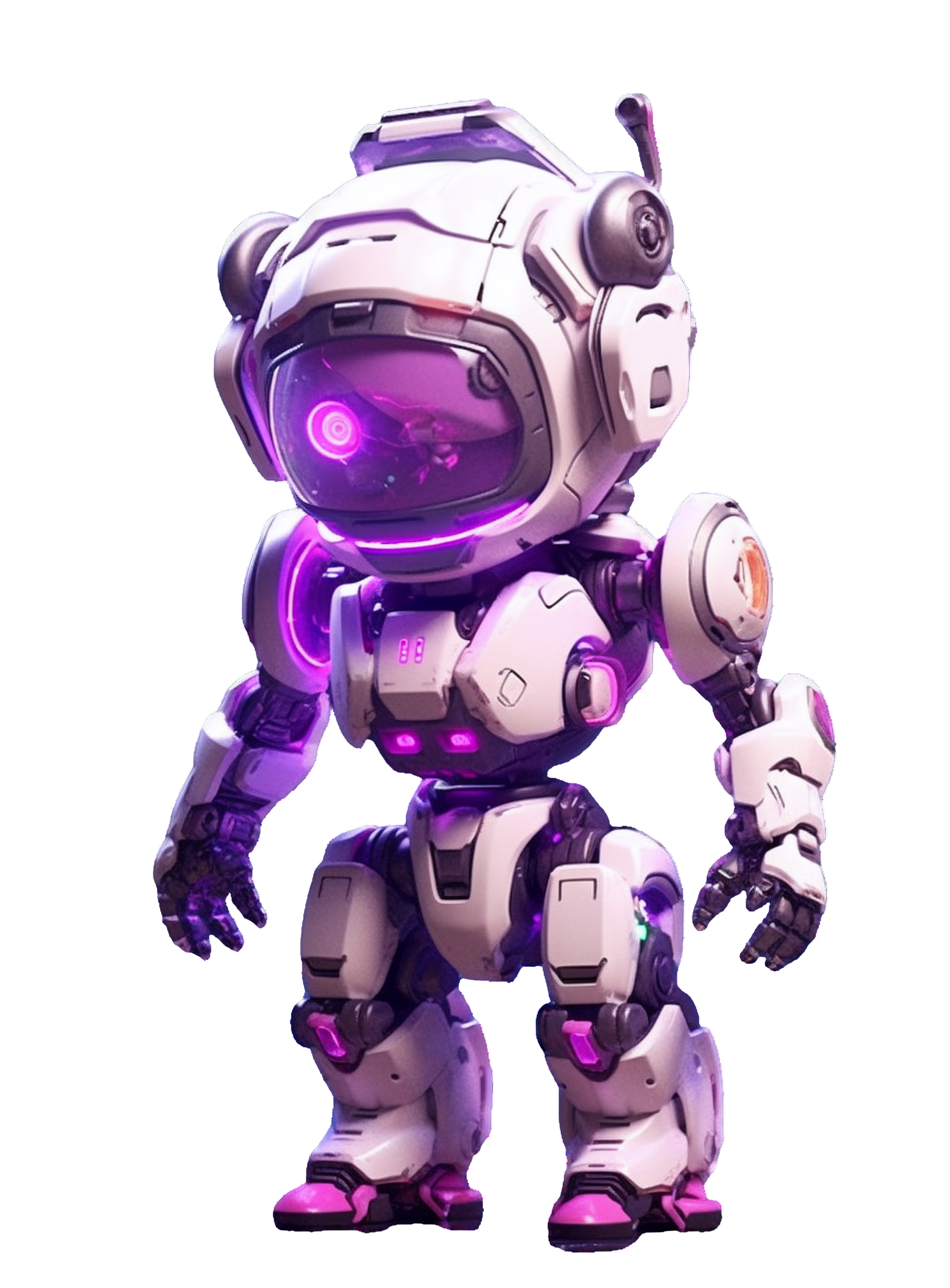 Illustration design material of a purple helmet robot with a purple headband
