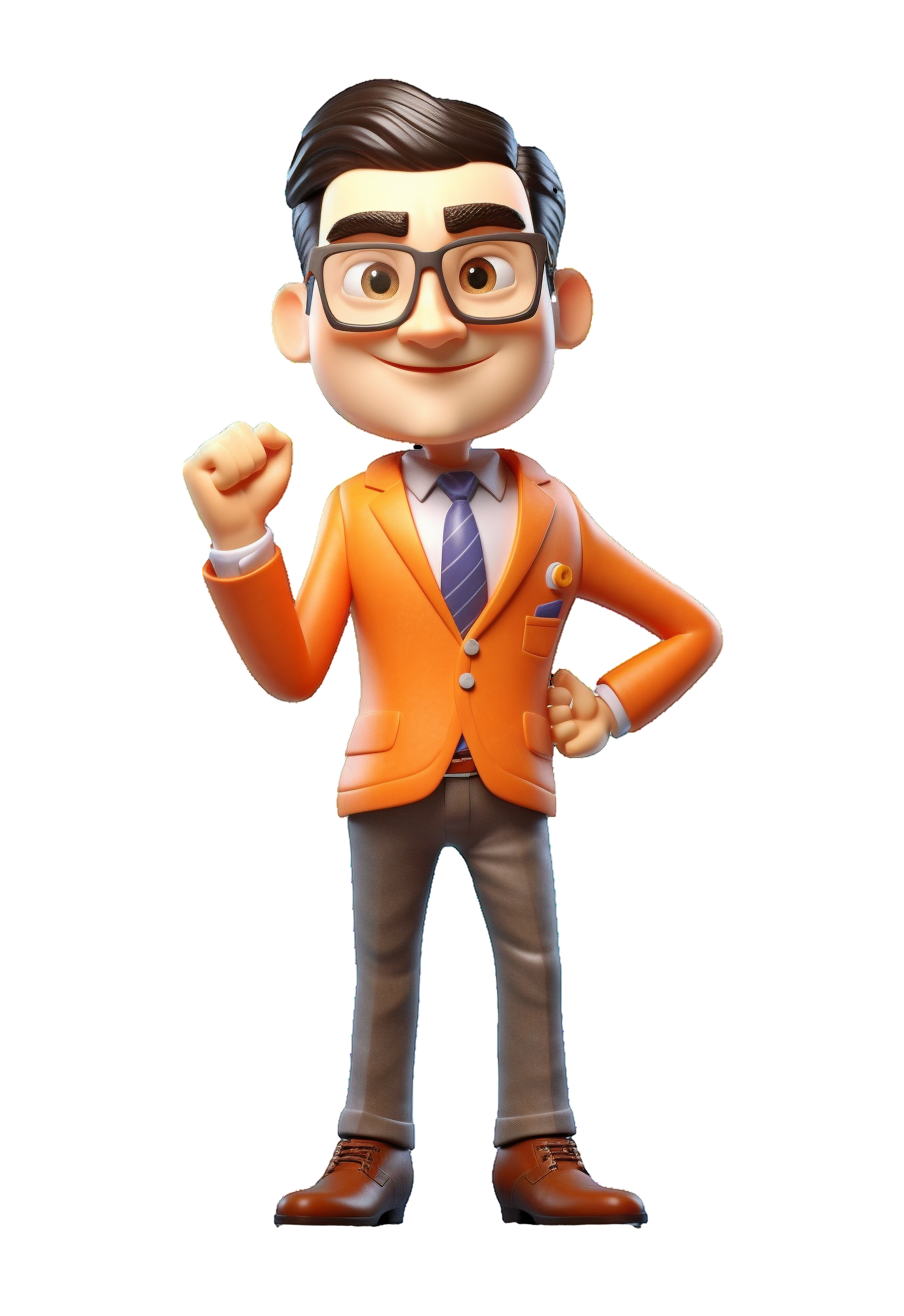 3D Orange Suit Business Male Creative Design Elements PNG