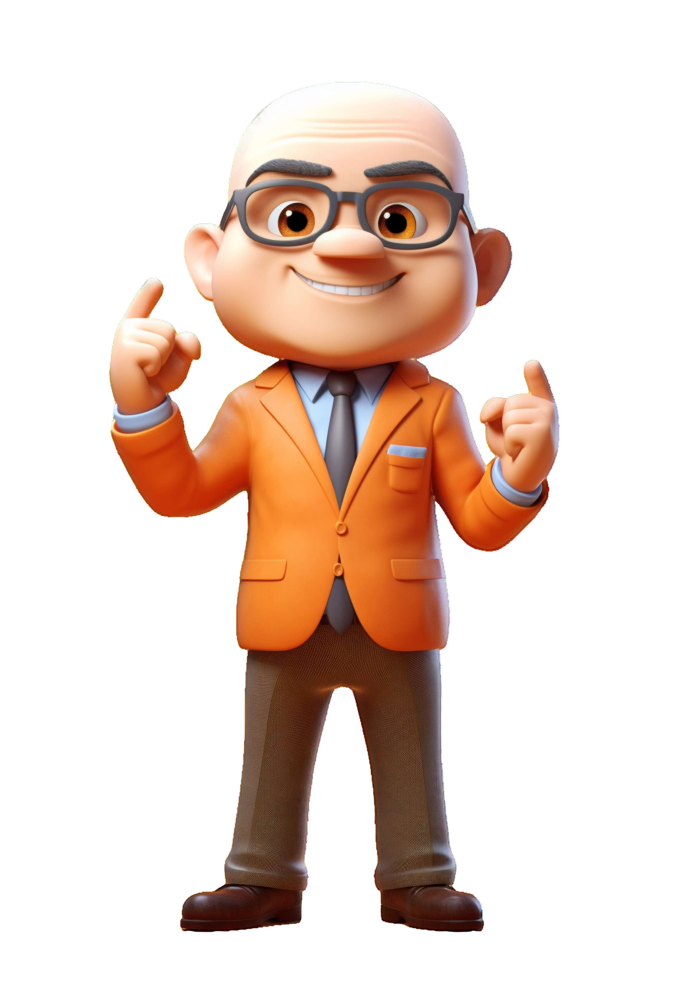 Orange Suit 3D Business Character Illustration