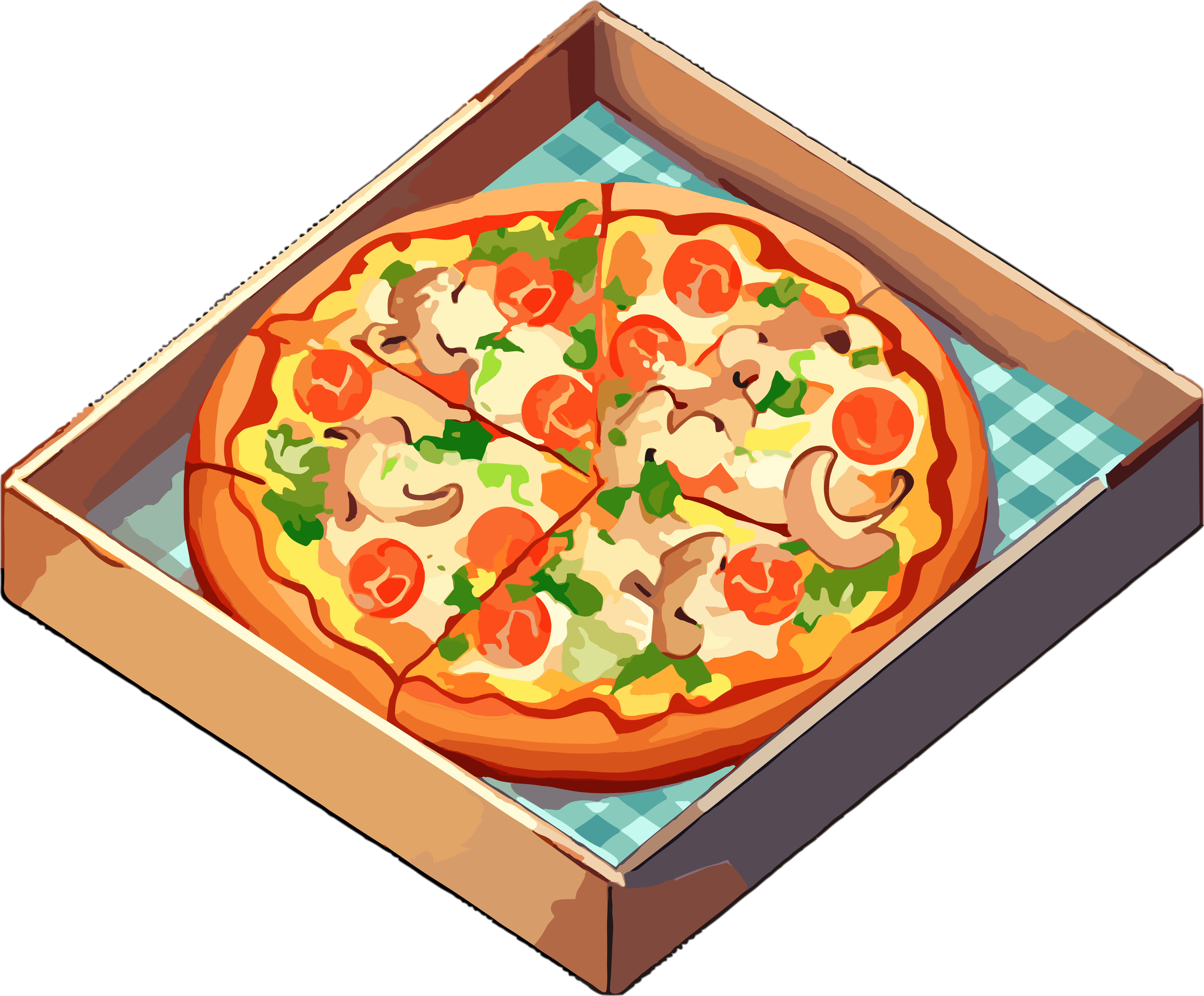 Dynamic GIF illustration design of pizza in a hard-edge style