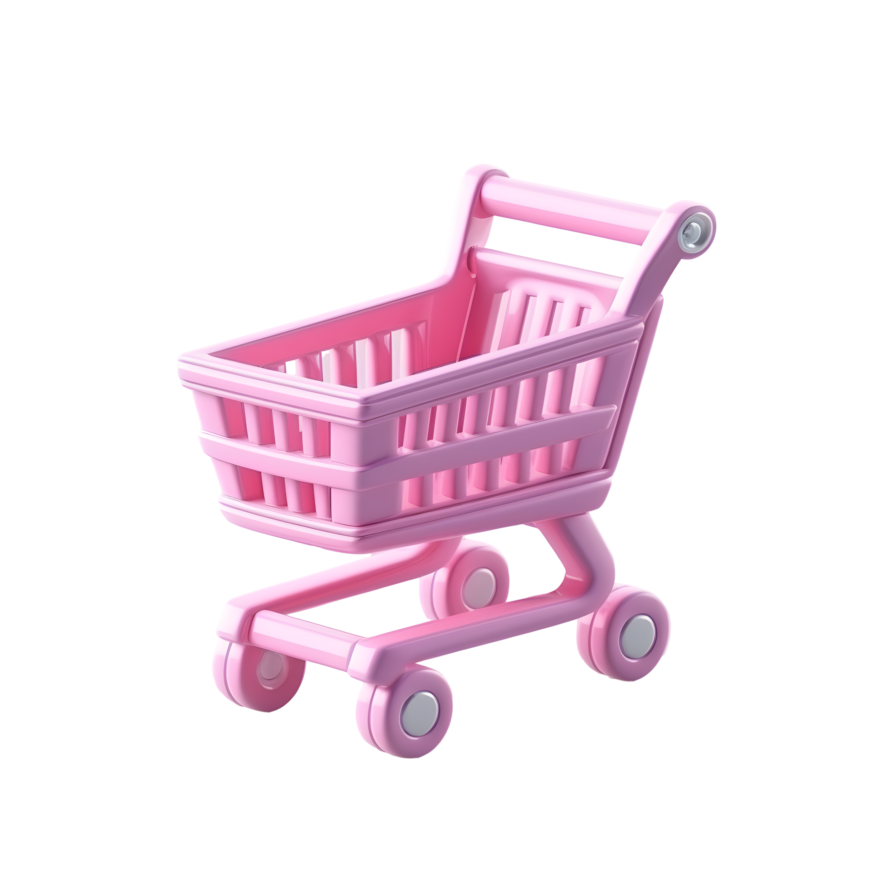 Toy shopping cart pink 3D icon material