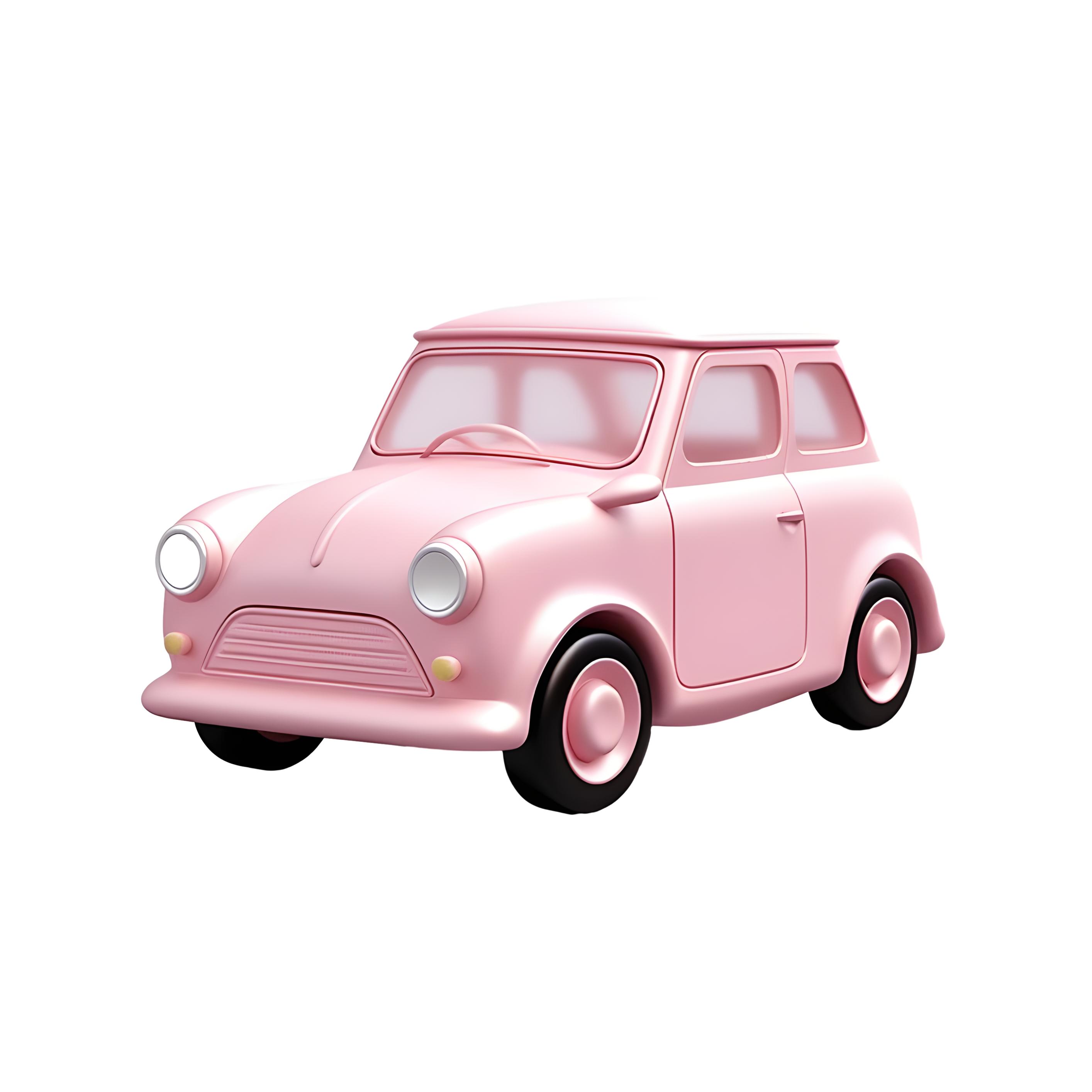 Pink toy car 3D icon material