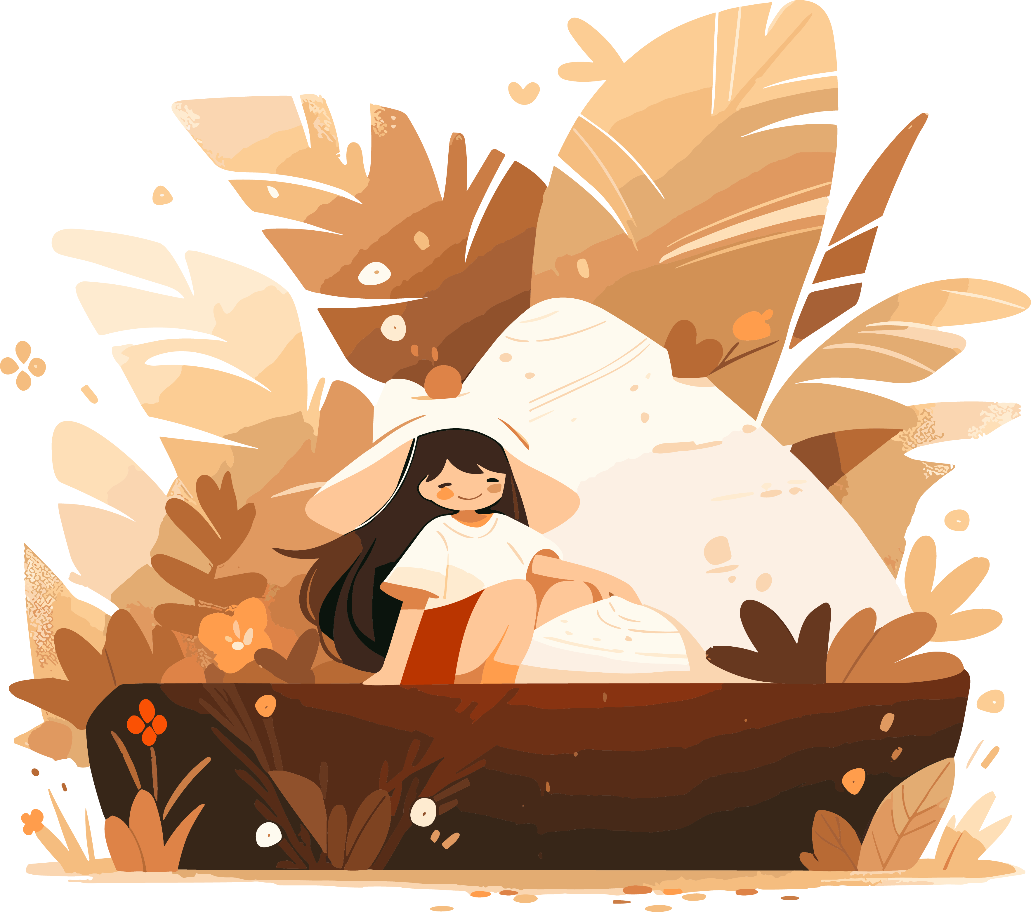 Illustration material of a fruit girl in concrete tones