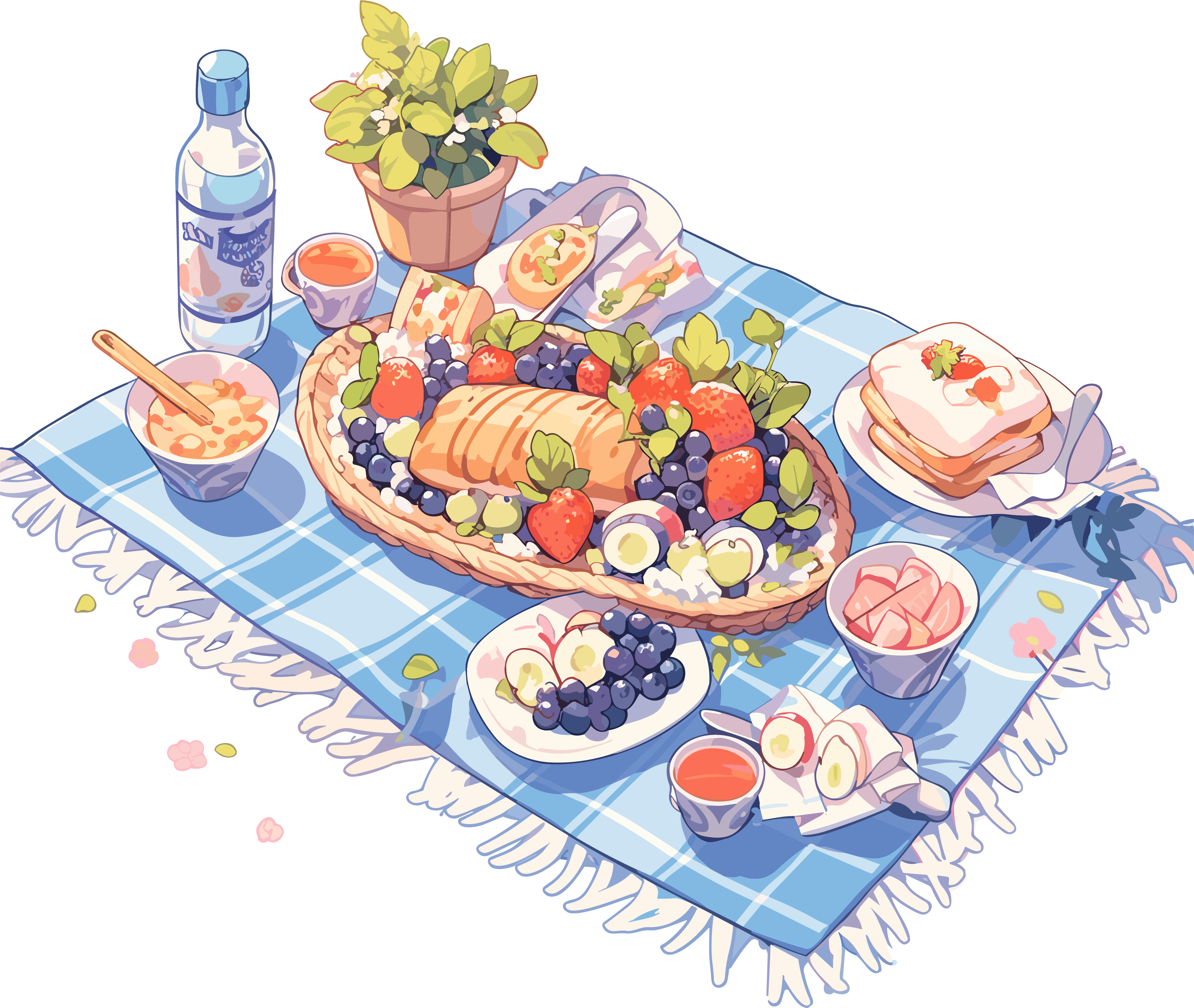 Creative design of a beautiful outdoor picnic blanket graphic illustration