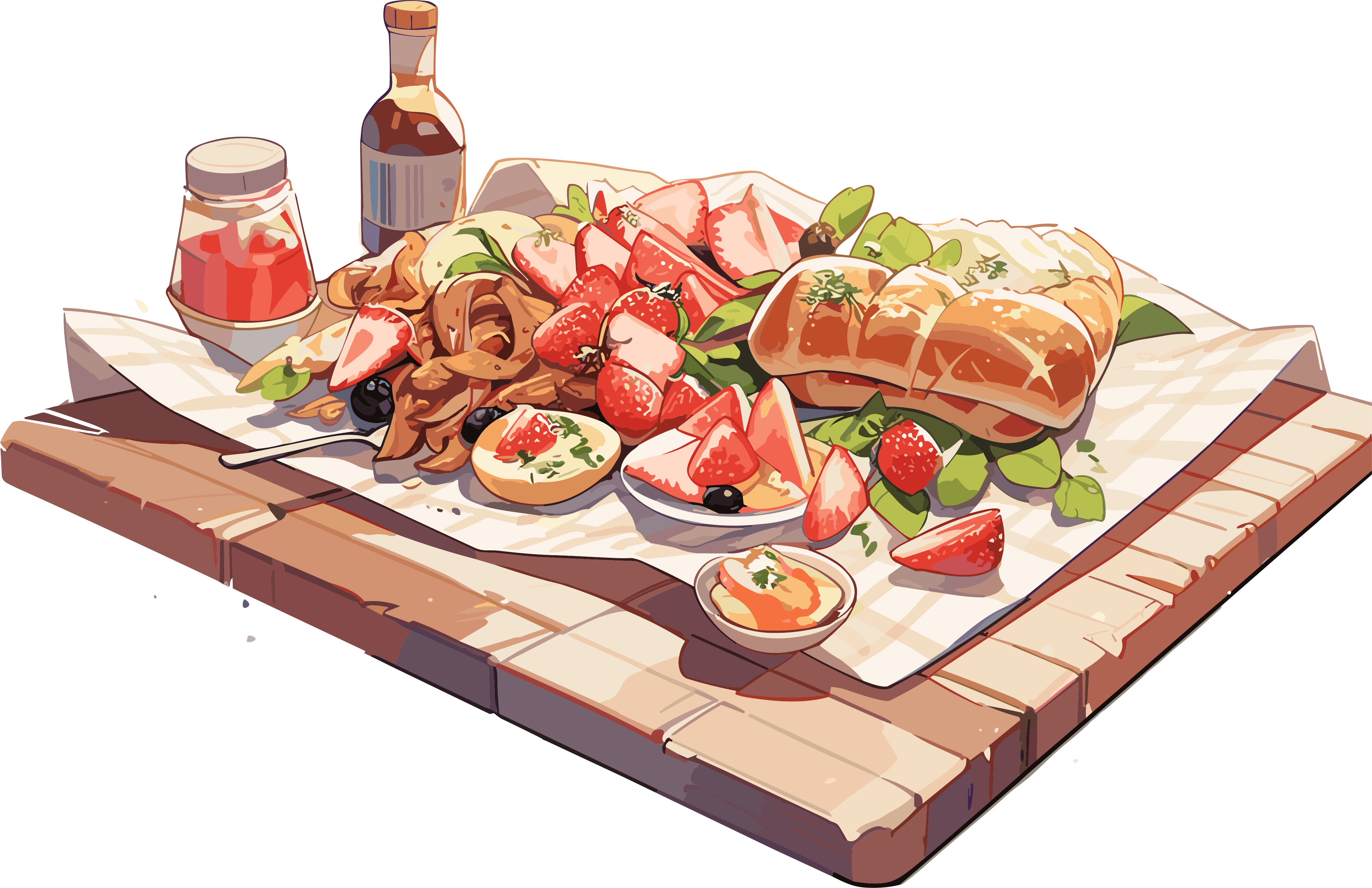 Fresh and Simple Outdoor Picnic Food Illustration Design