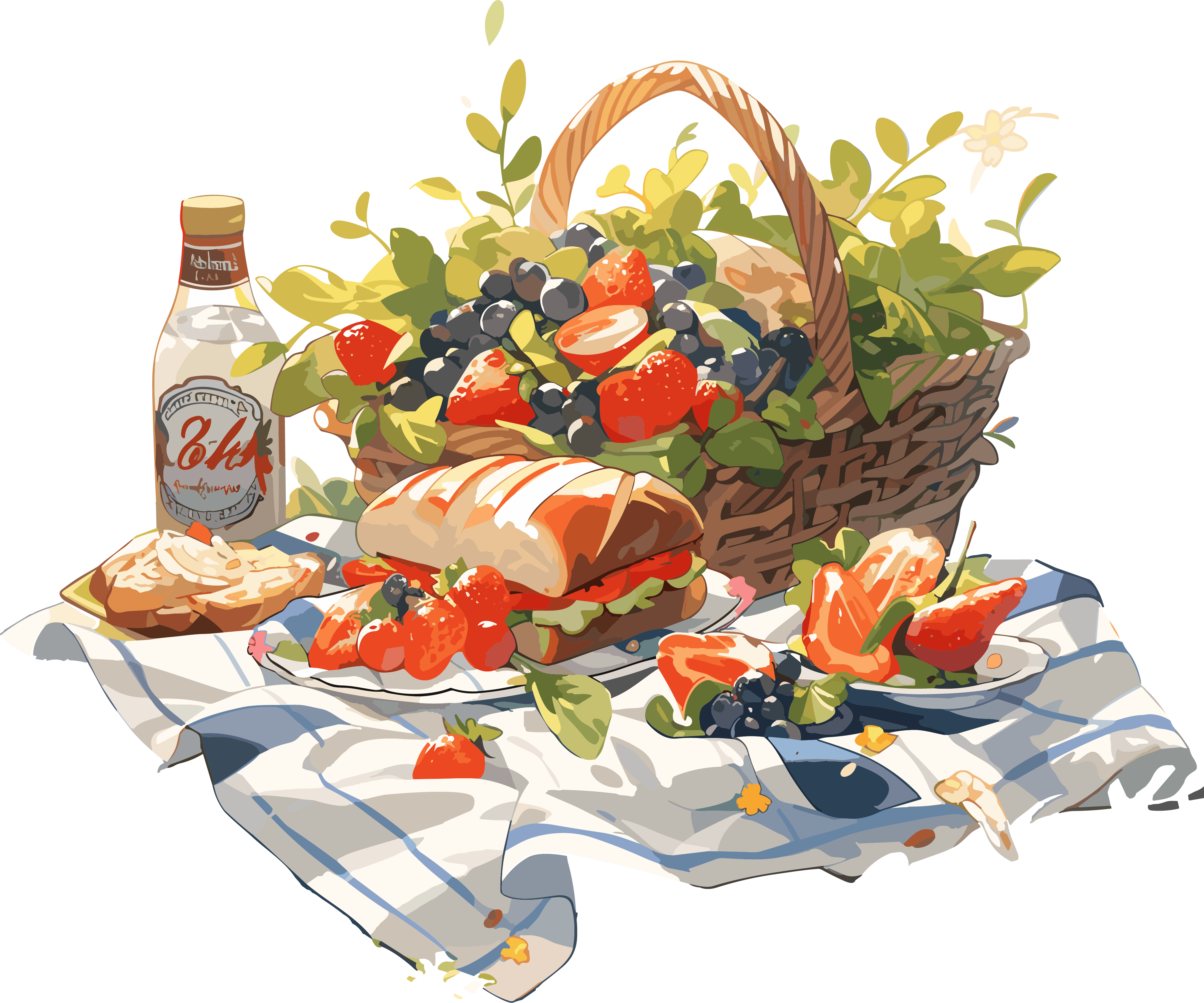 High-definition illustration outdoor picnic blanket design material