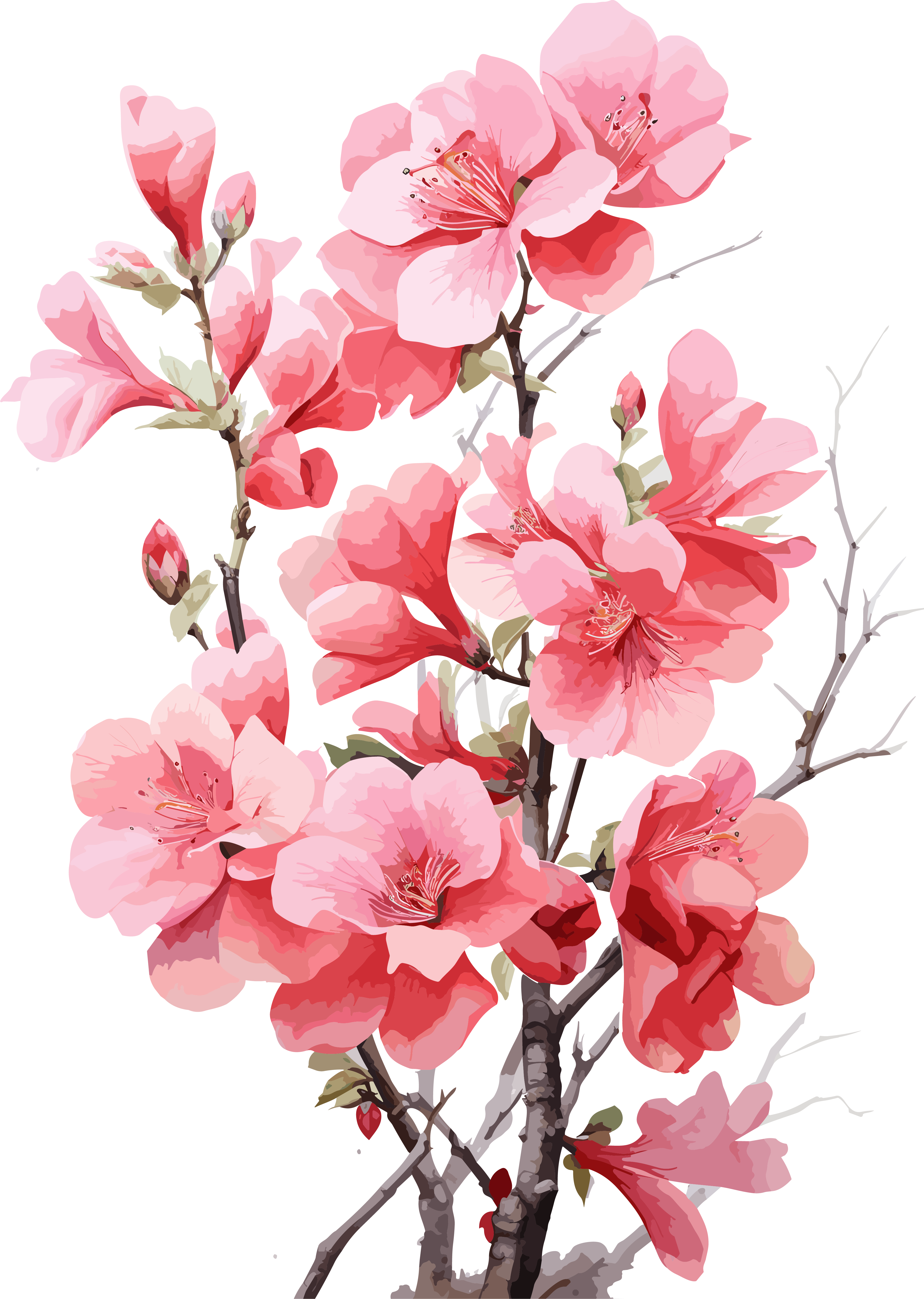 Pink floral transparent background graphic material