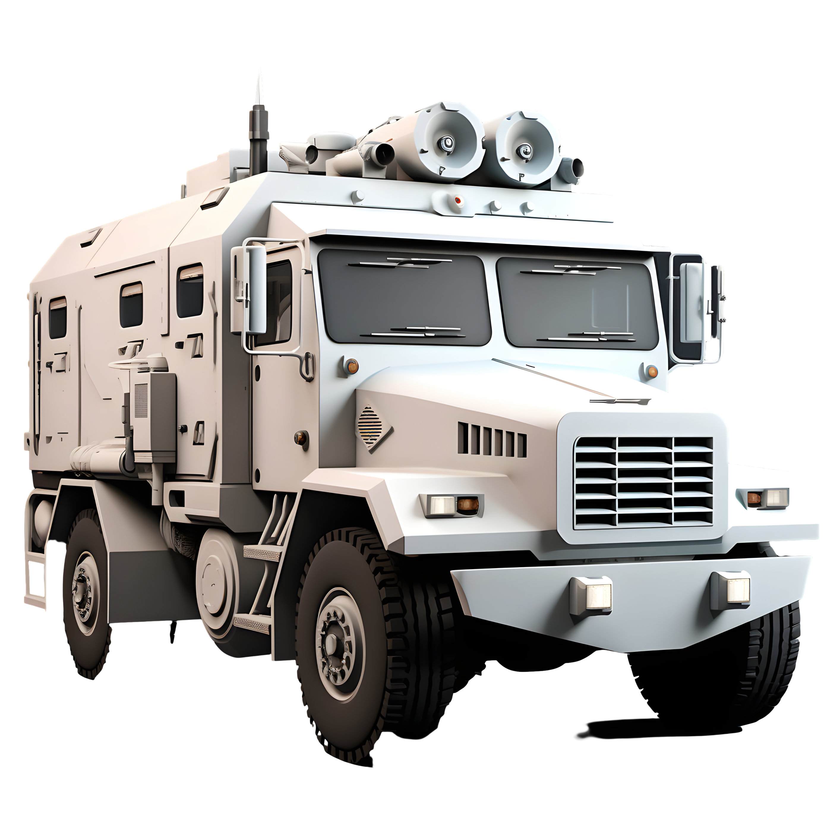 Cartoon vehicle style white armored car 3D modeling