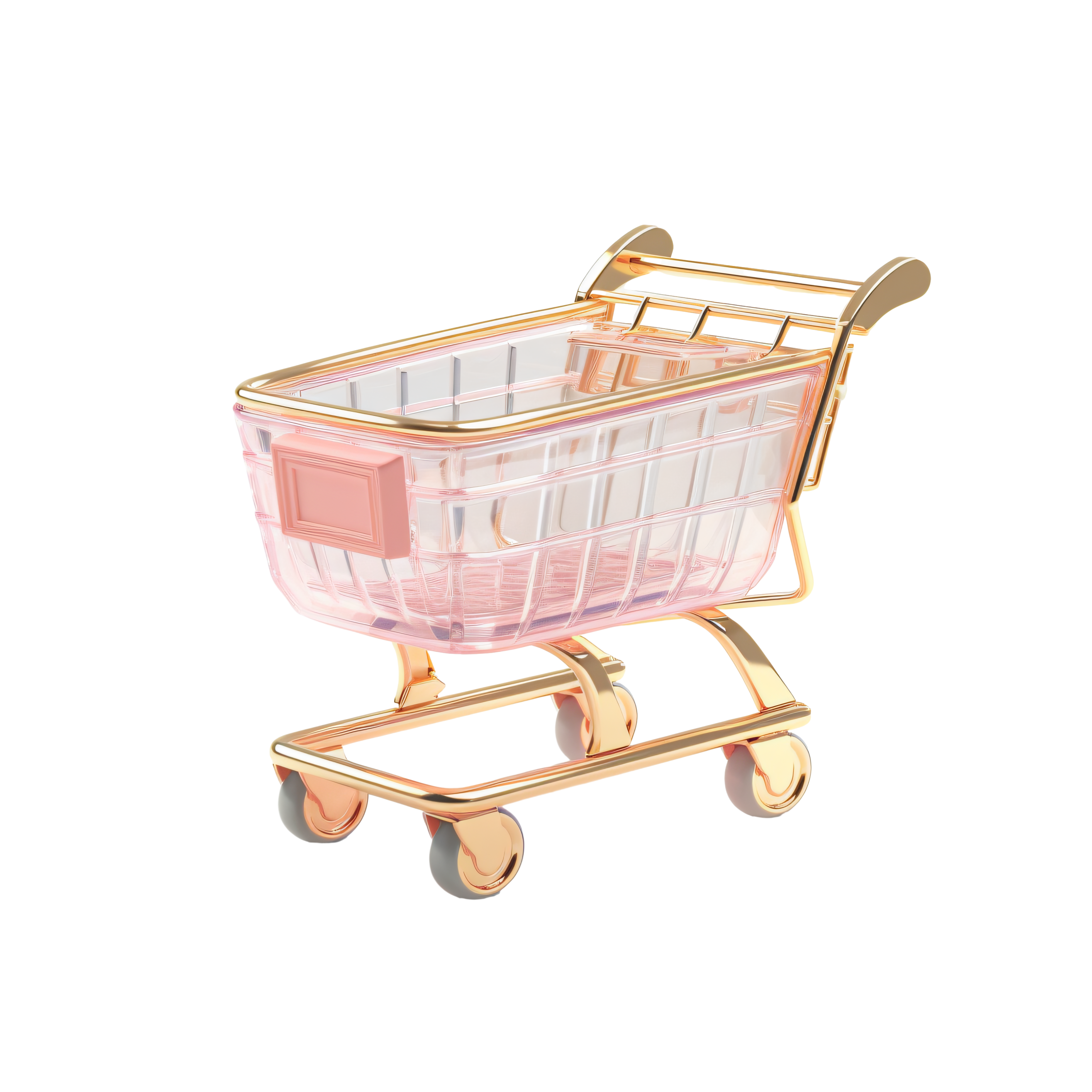 Toy stroller with bright pink and gold patterns