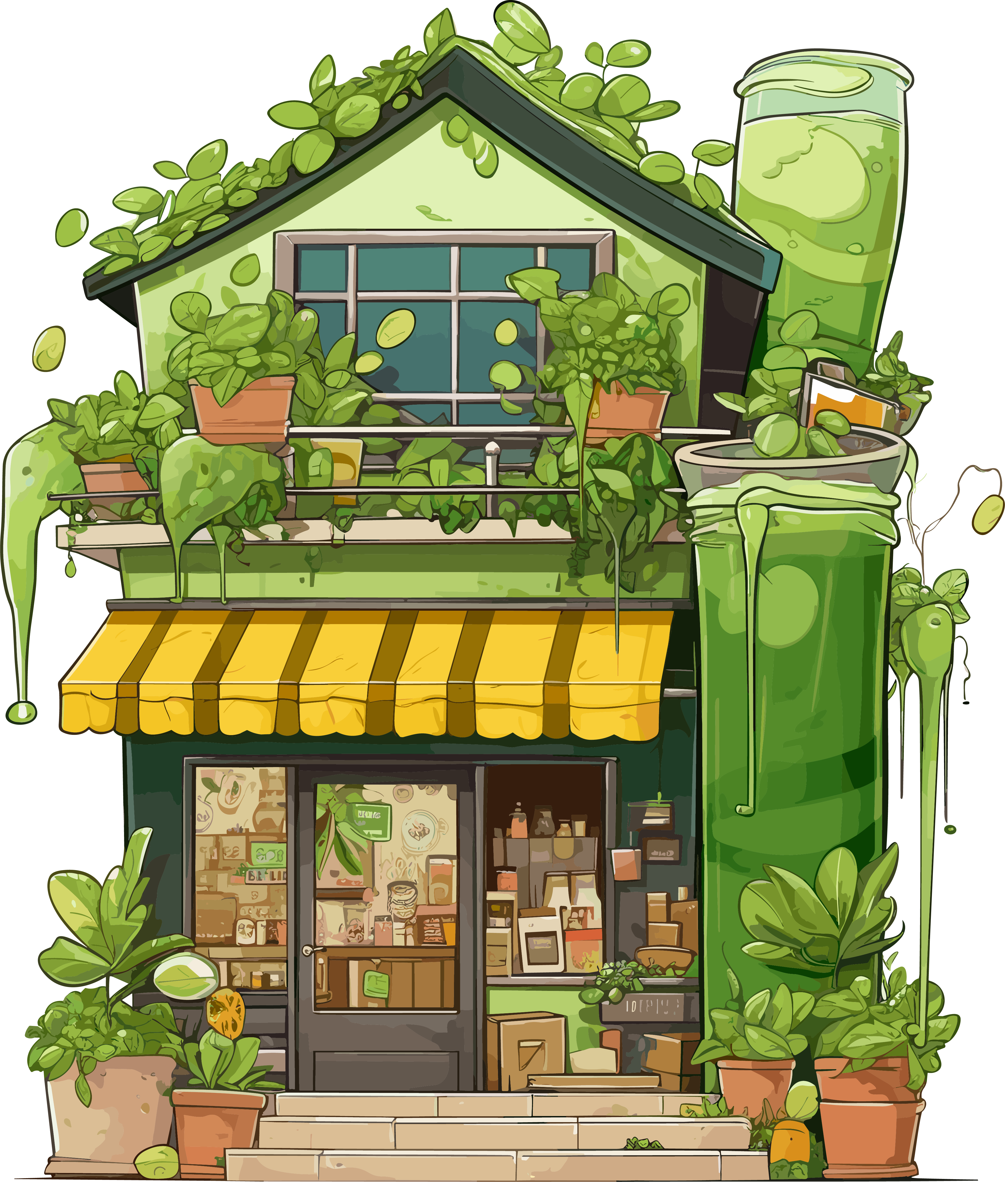 Colorful cartoon ice cream shop creative illustration design elements