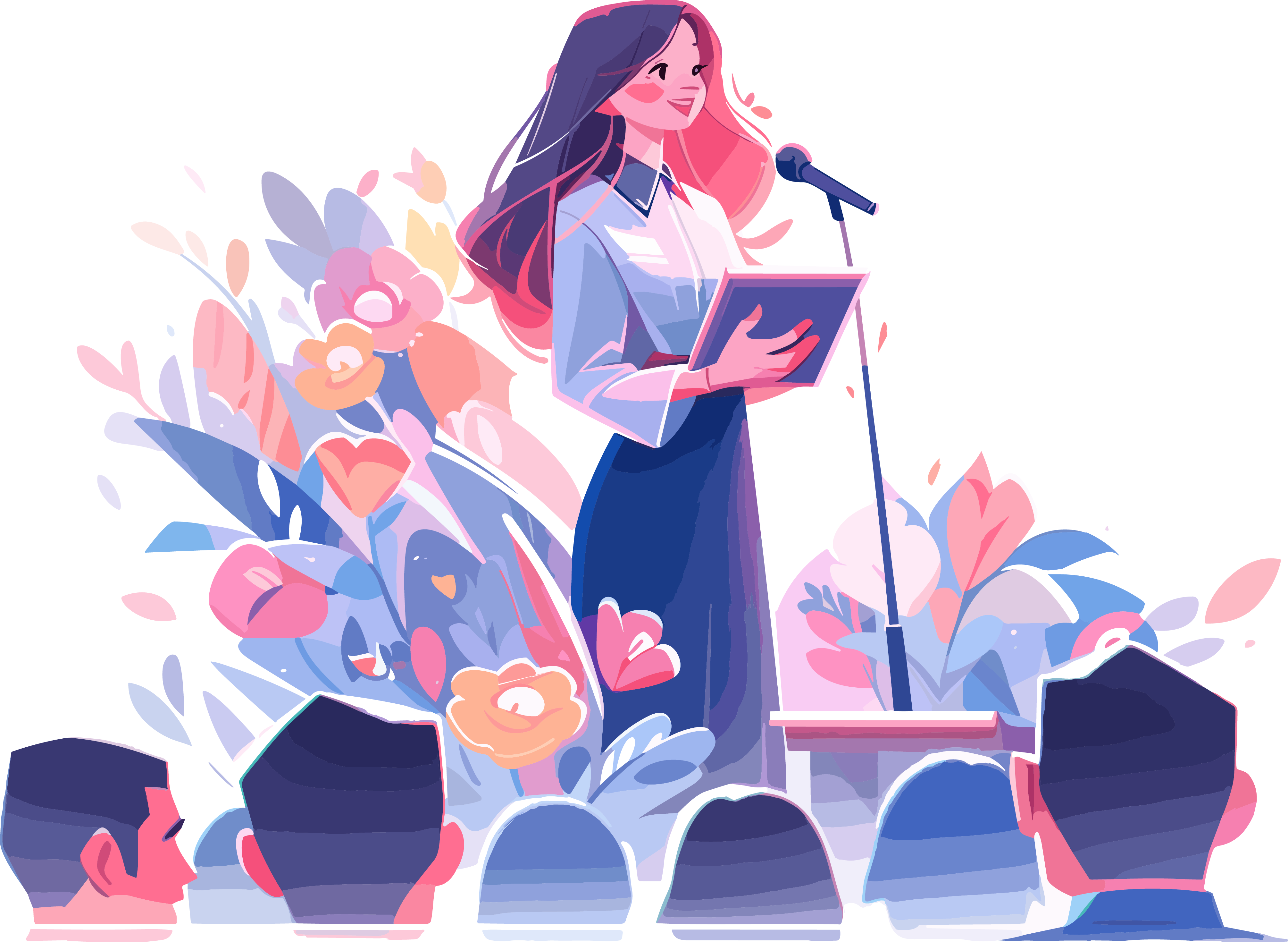 Graphic design elements of the speech girl that attracts everyone's attention