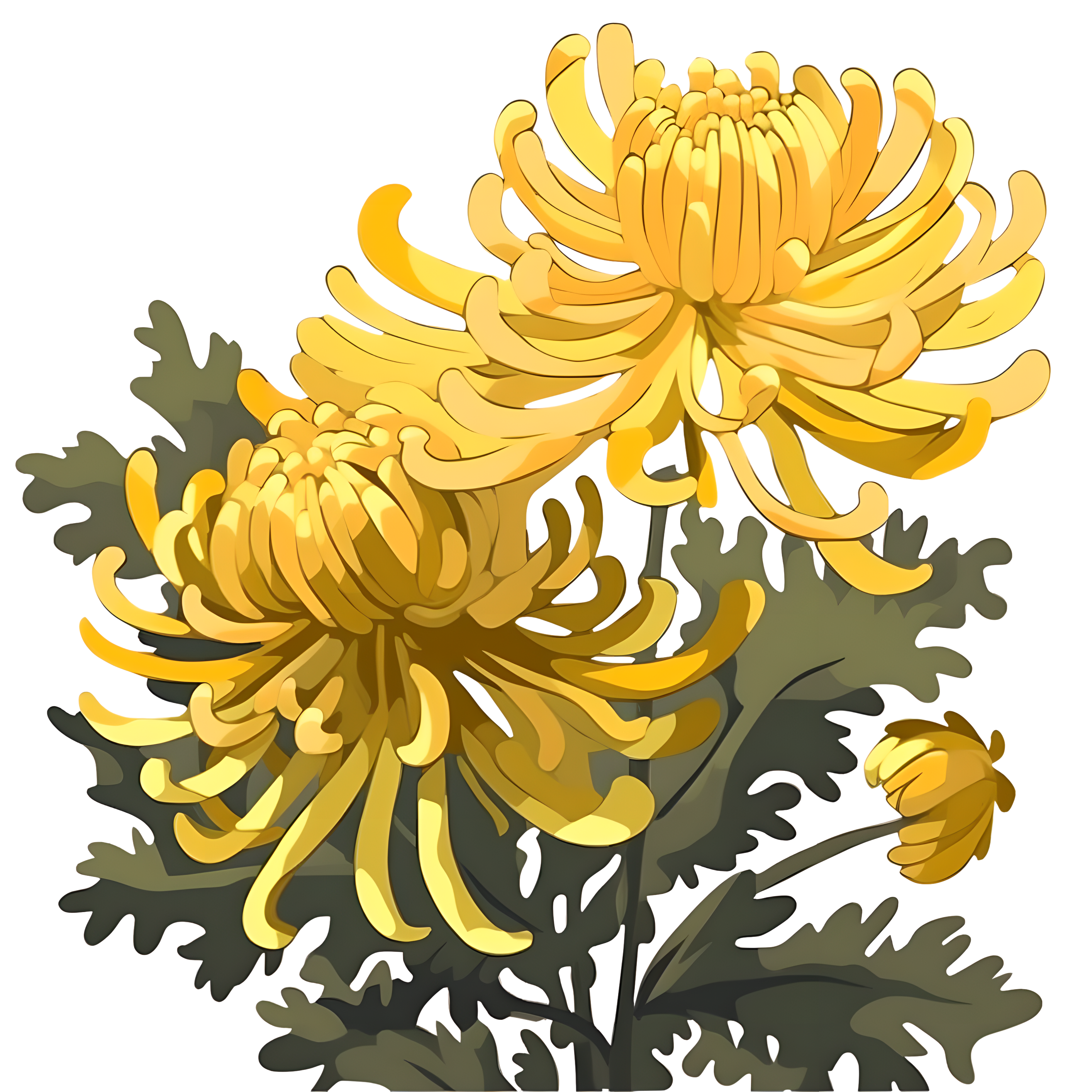 Yellow and golden style chrysanthemum PNG material