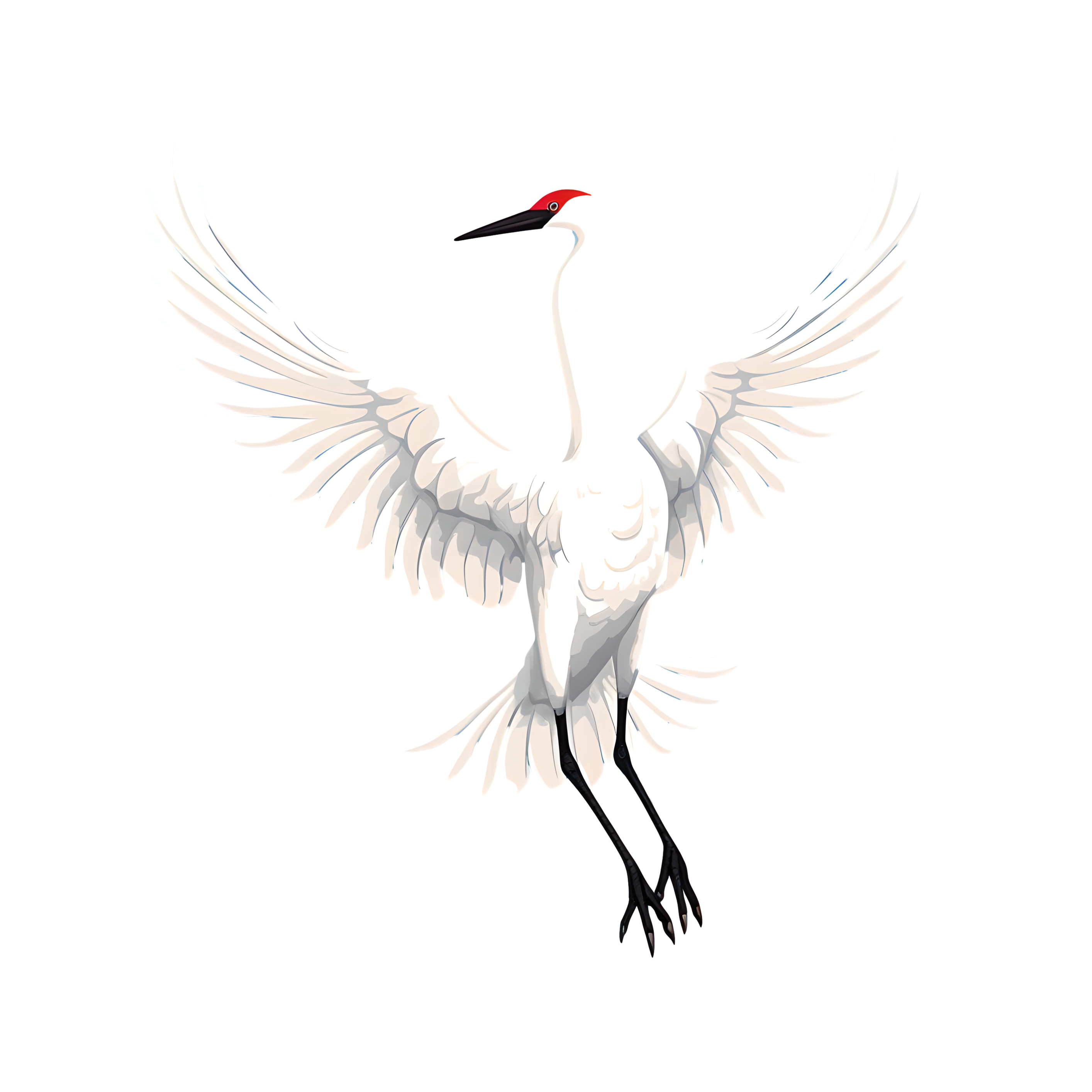 Illustration design elements of a white soaring crane
