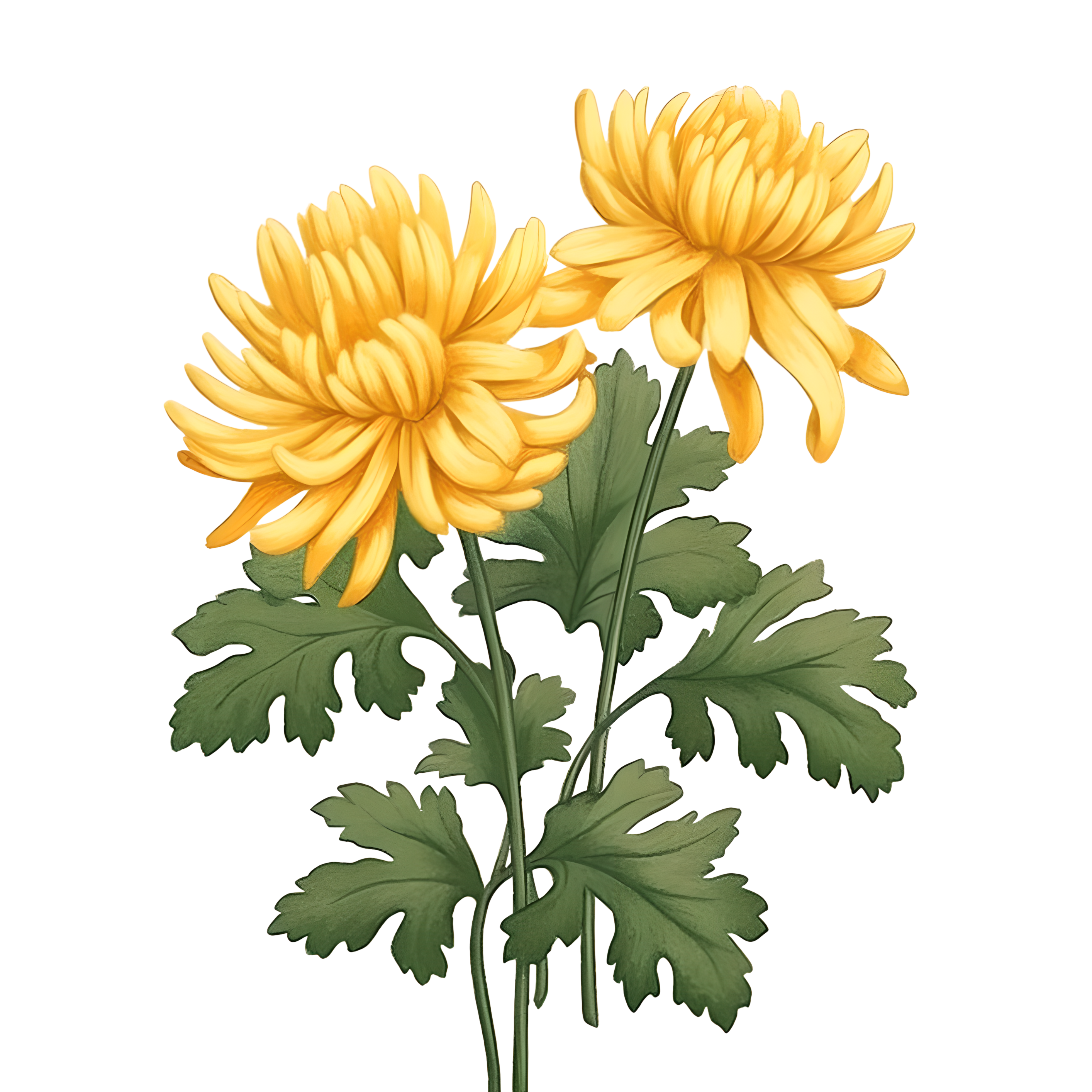 Oil painting style yellow chrysanthemum material