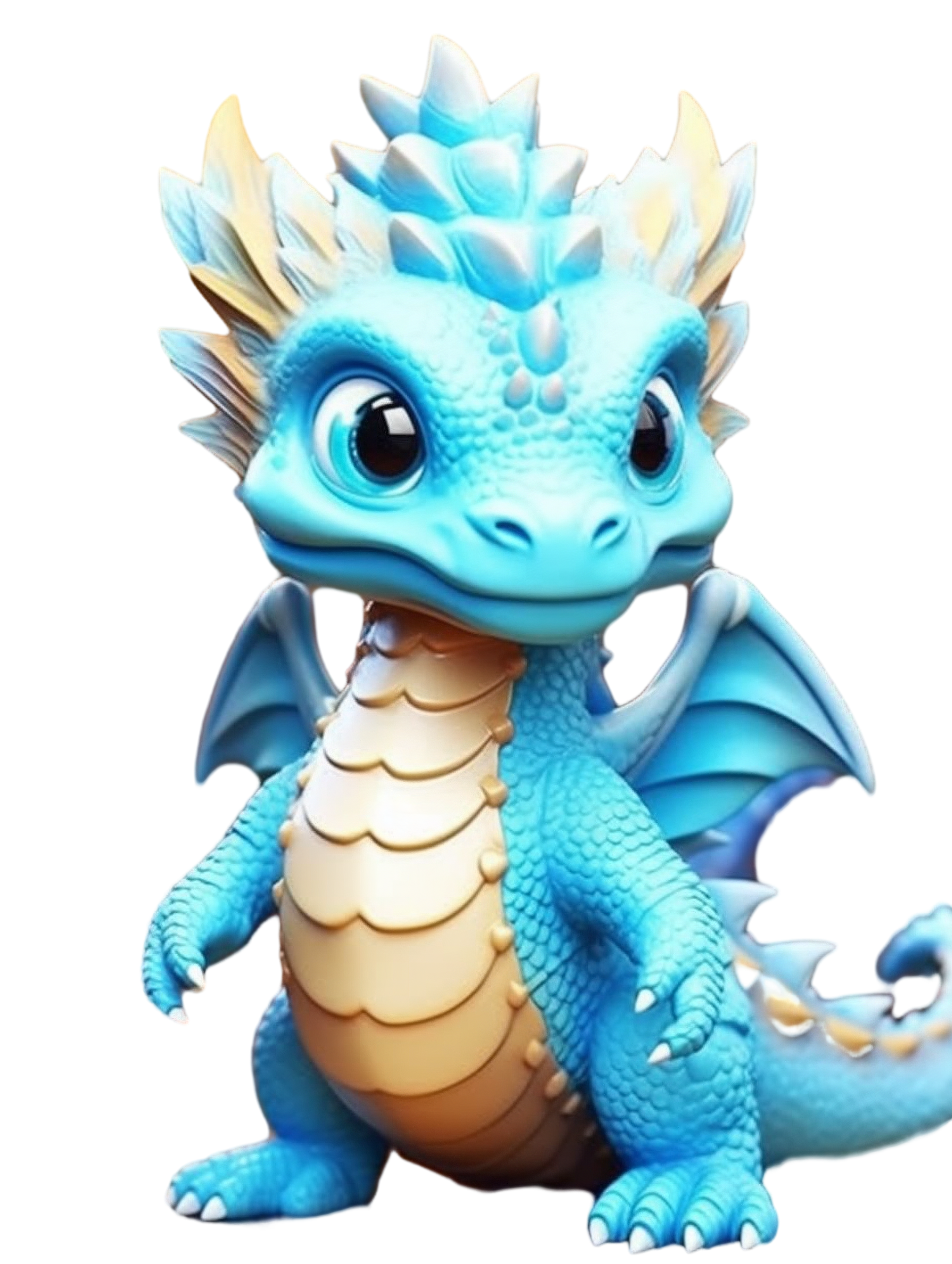 Commercially usable white and blue toy dragon graphic material