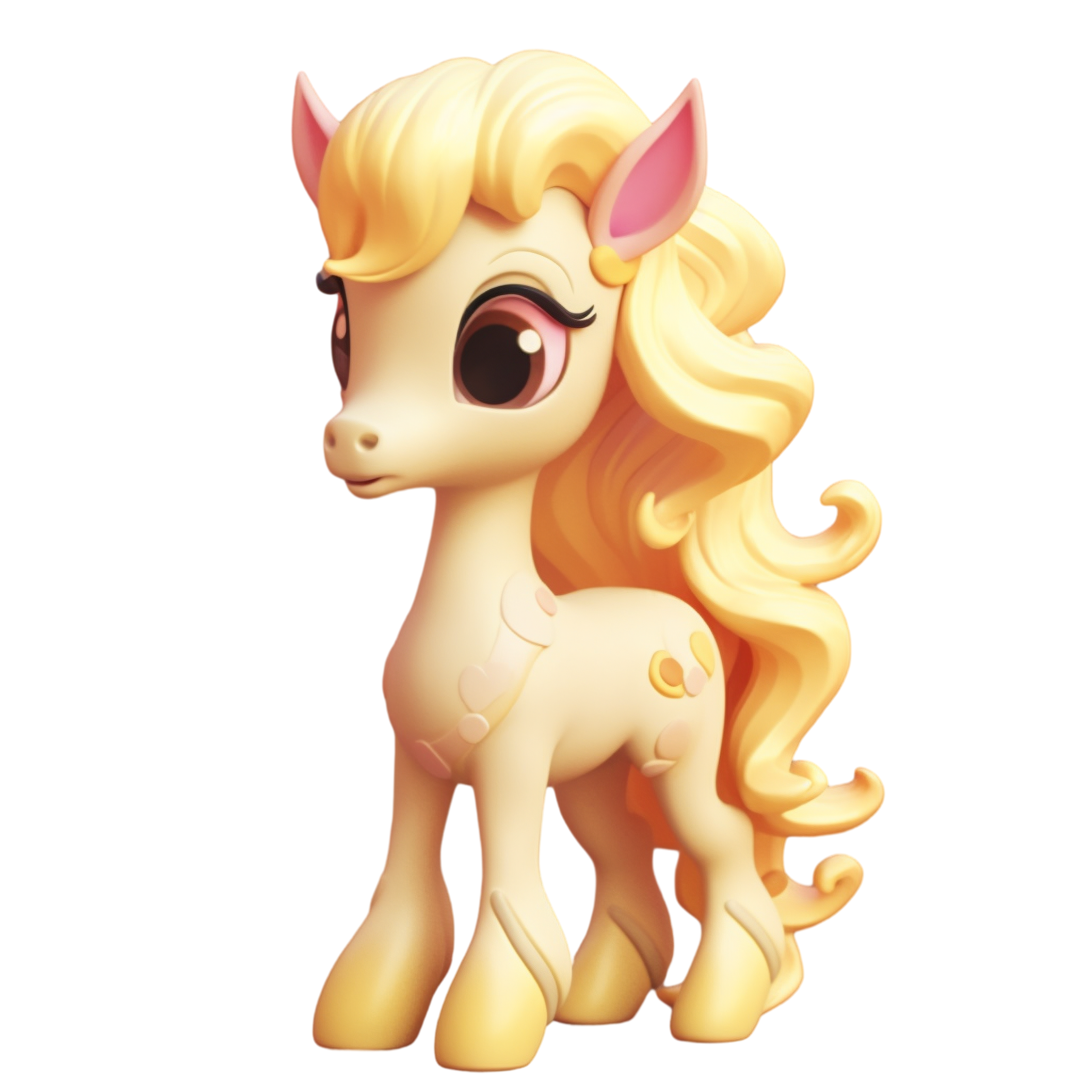 Creative design illustration of a pink and white pony plush toy