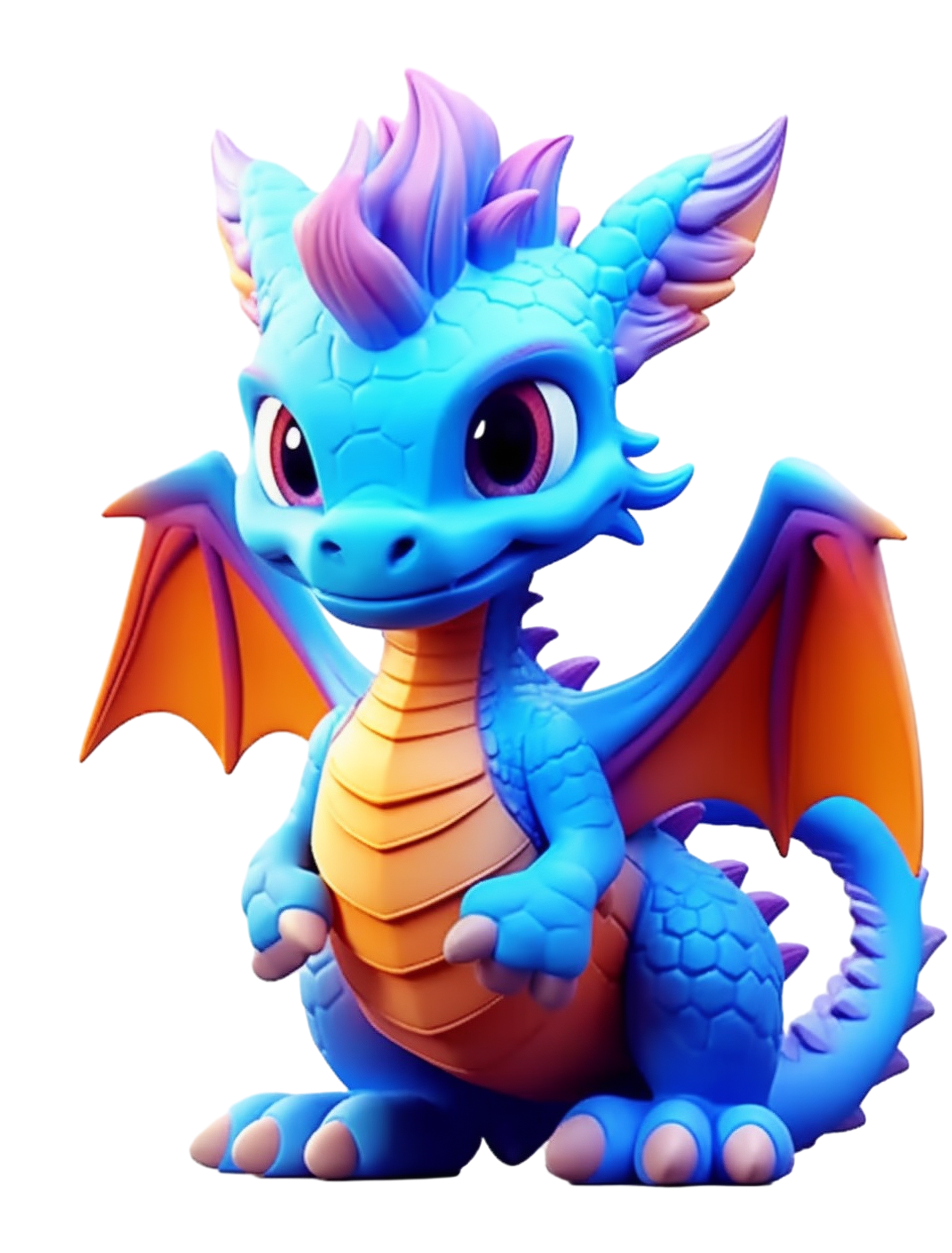Toy dragon mini 3D sculpture transparent background PNG material