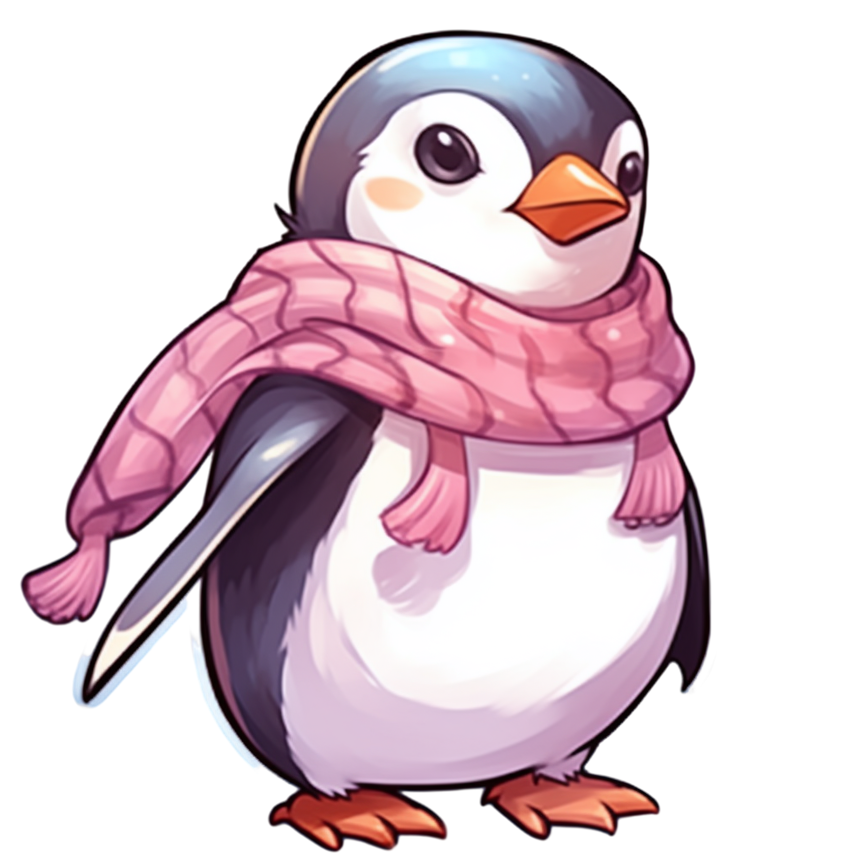 Business design cute penguin pink scarf illustration