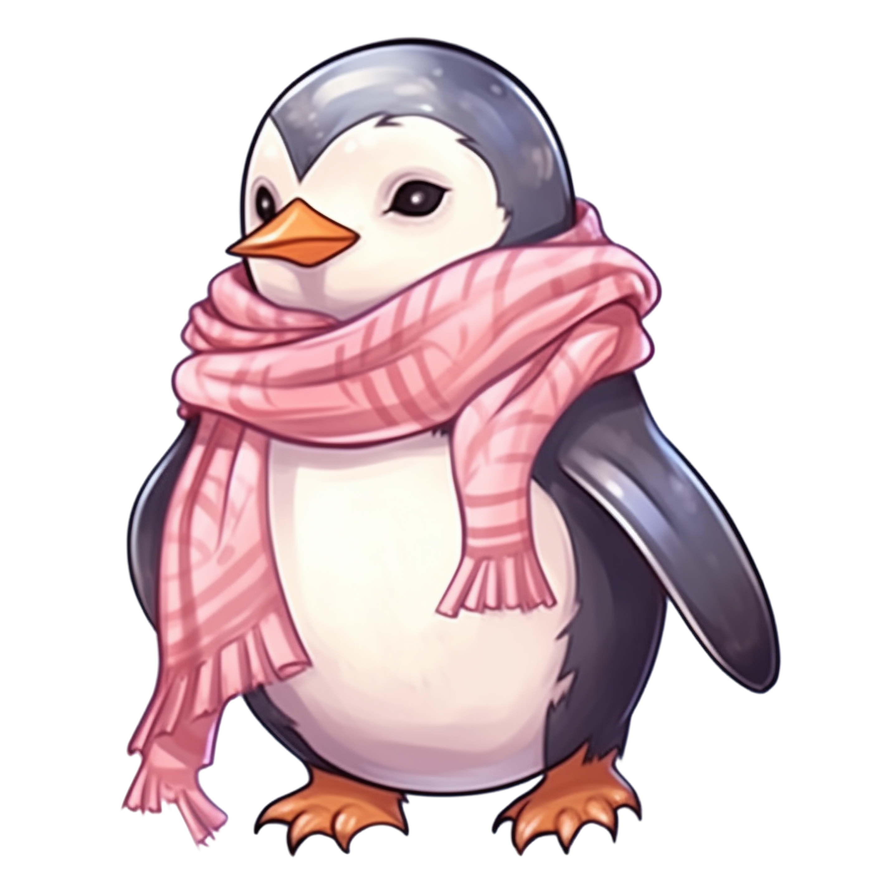 Cute penguin wearing a pink scarf sticker material