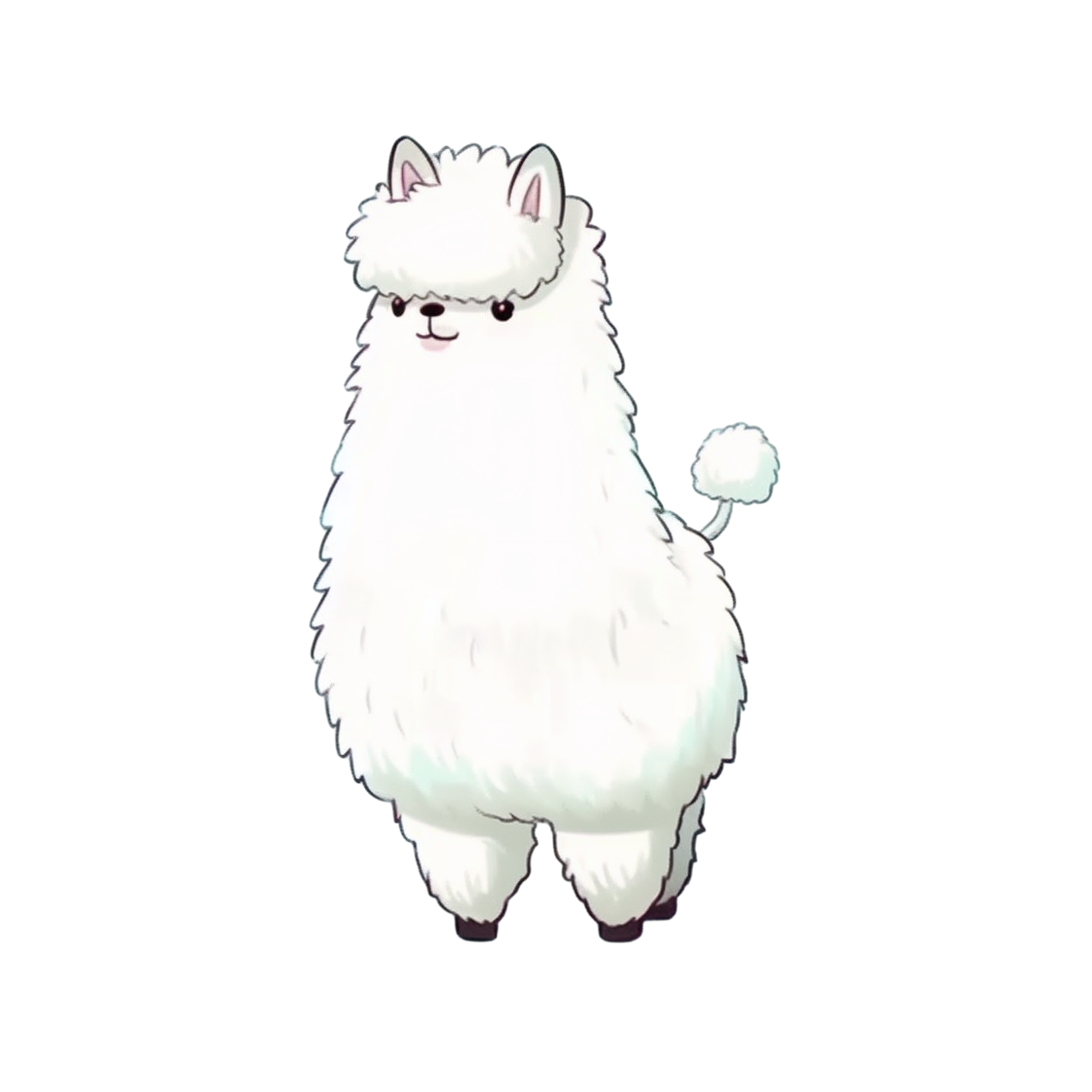 Character image of a white alpaca designed in Japanese anime style