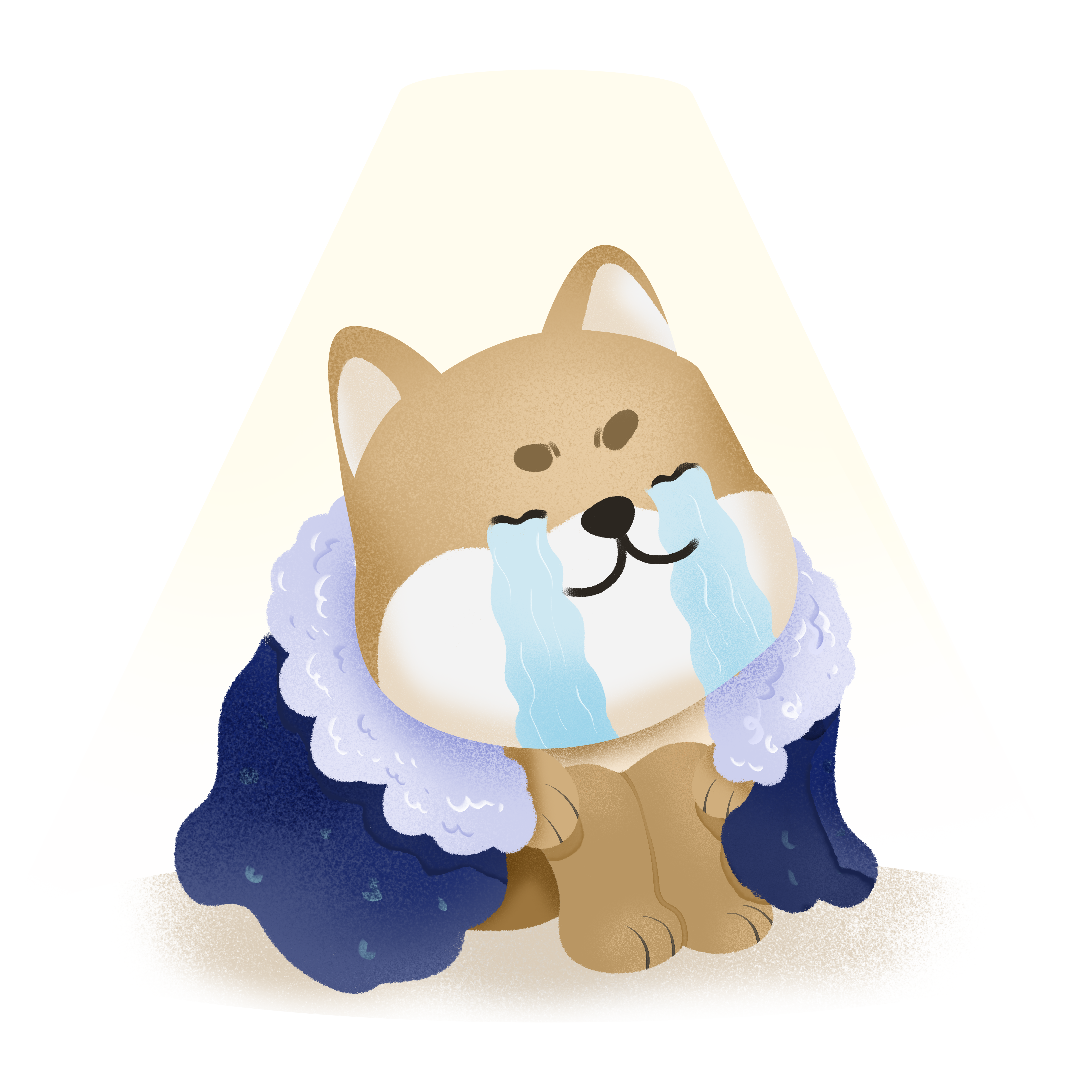 Hand-drawn illustration of a crying dog for Singles' Day