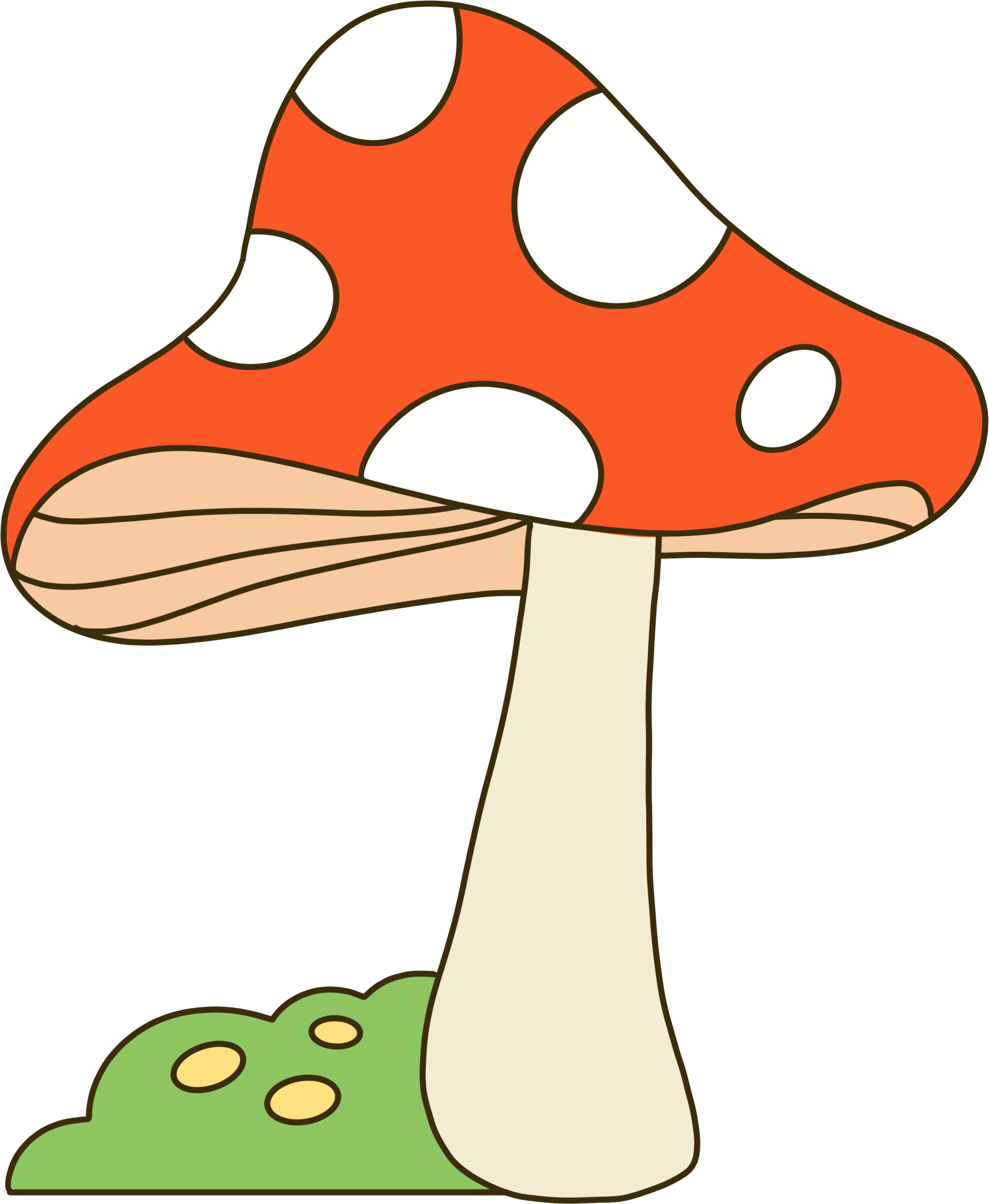 Hand-painted colorful mushroom grass PNG material