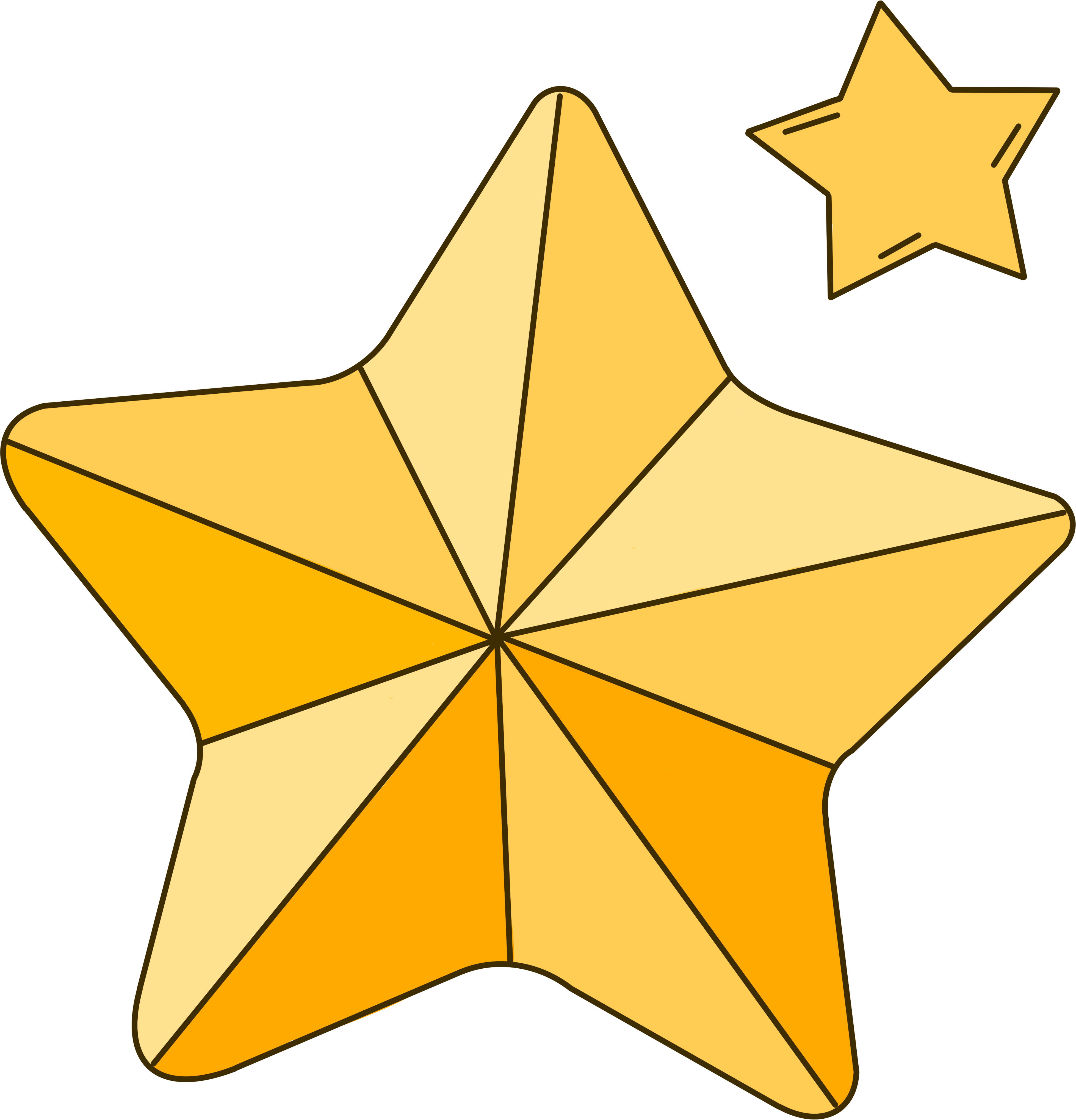 Commercially usable hand-drawn illustration of two stars with a yellow gradient