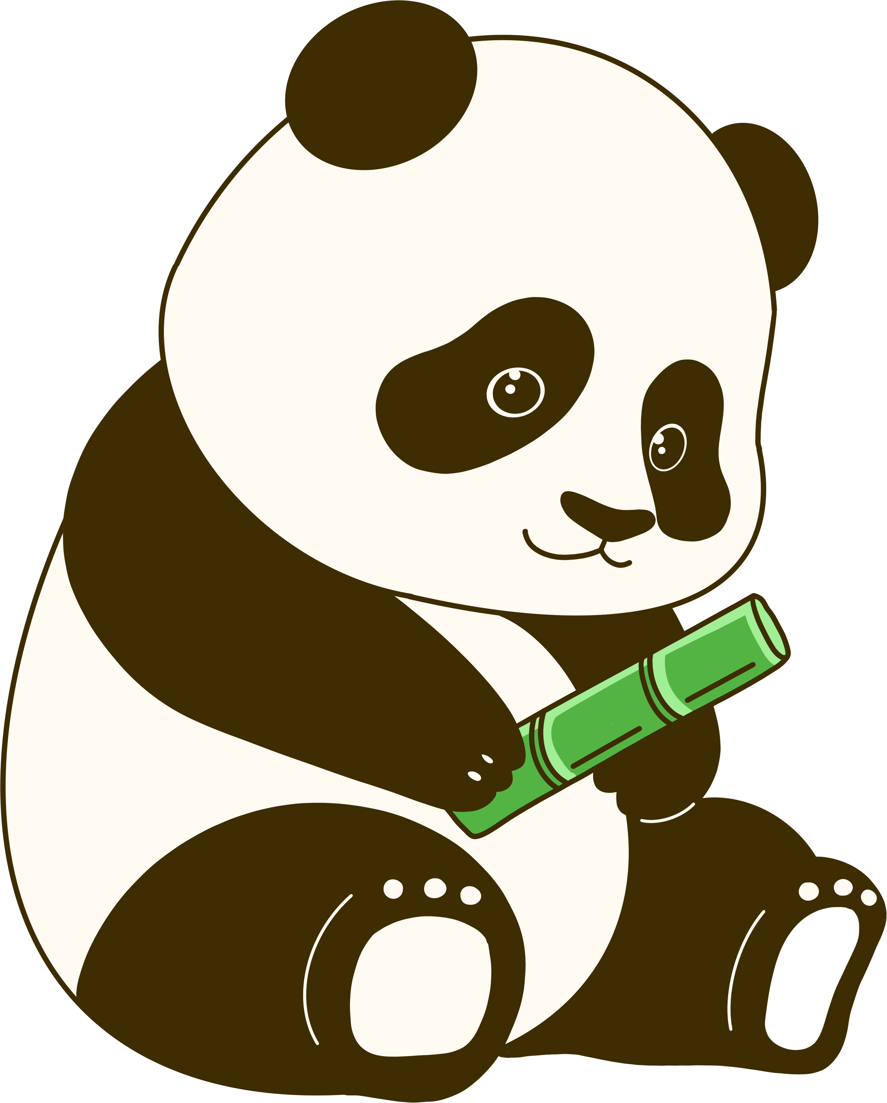 Cute panda holding bamboo hand-drawn PNG material