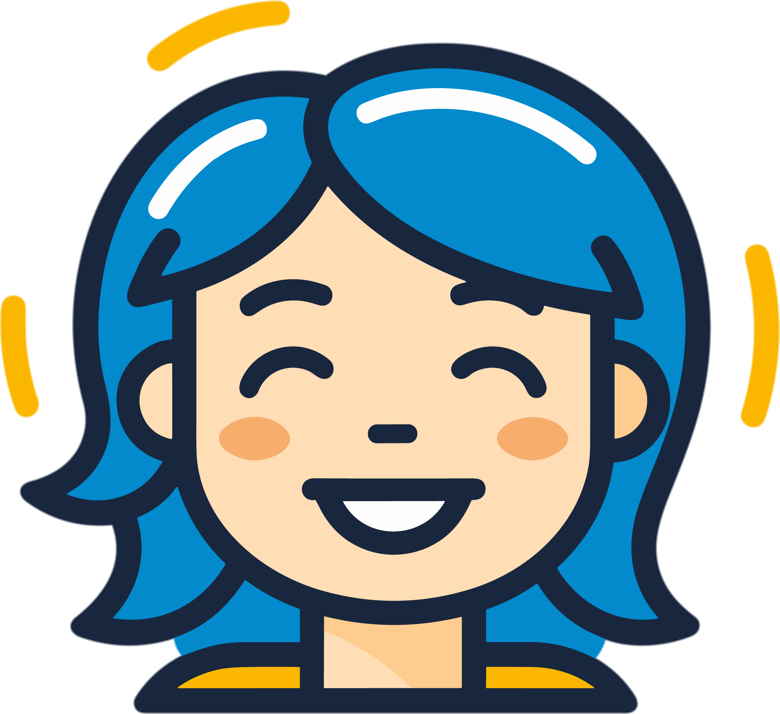 Laughing girl avatar modern line icon material