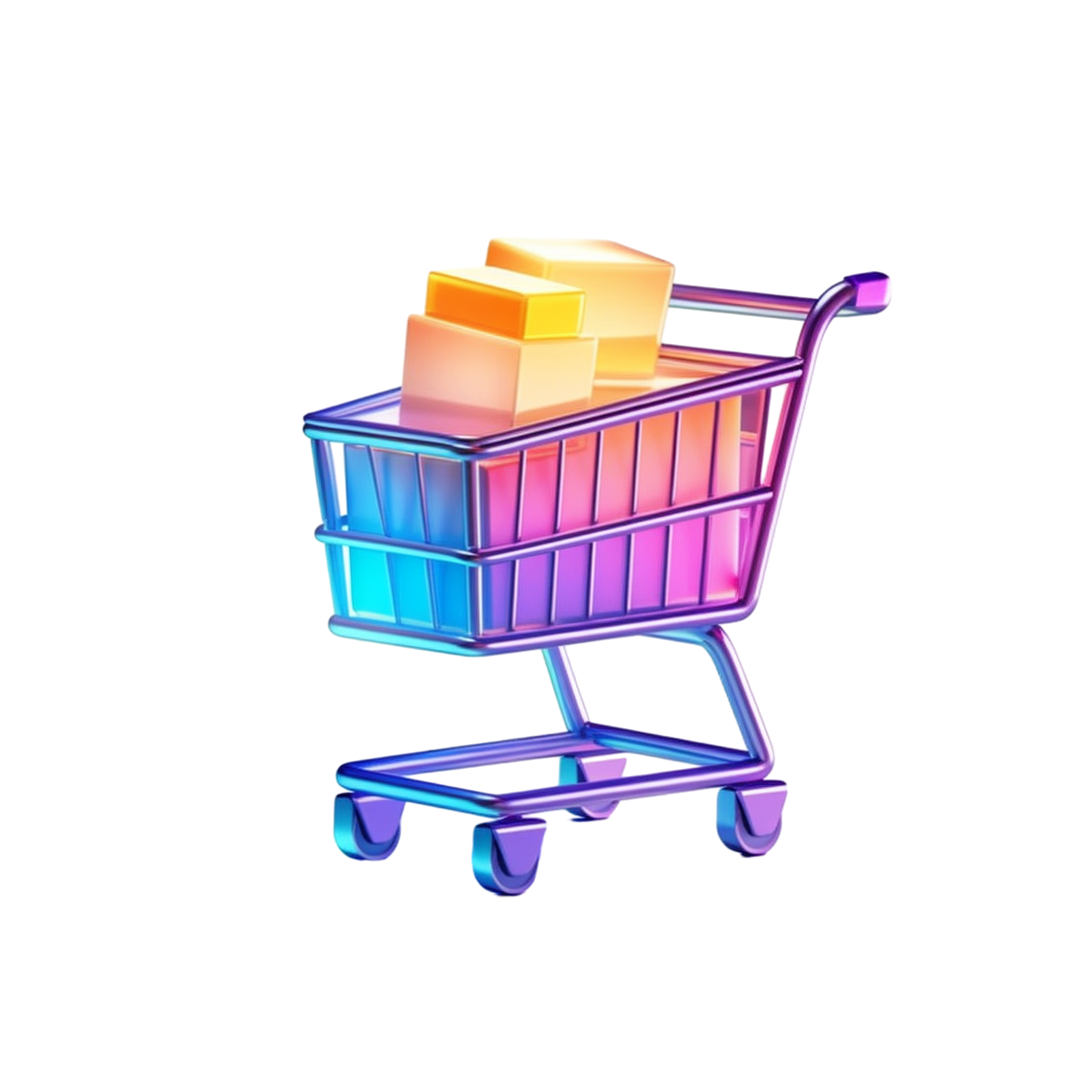 Transparent texture shopping cart commercial illustration
