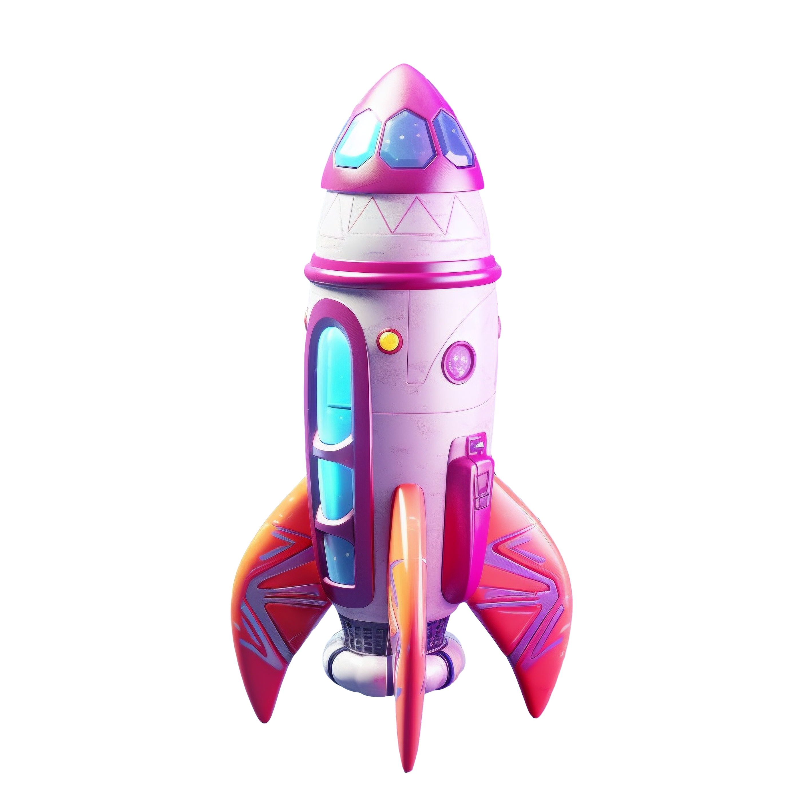 3D style space toy rocket illustration
