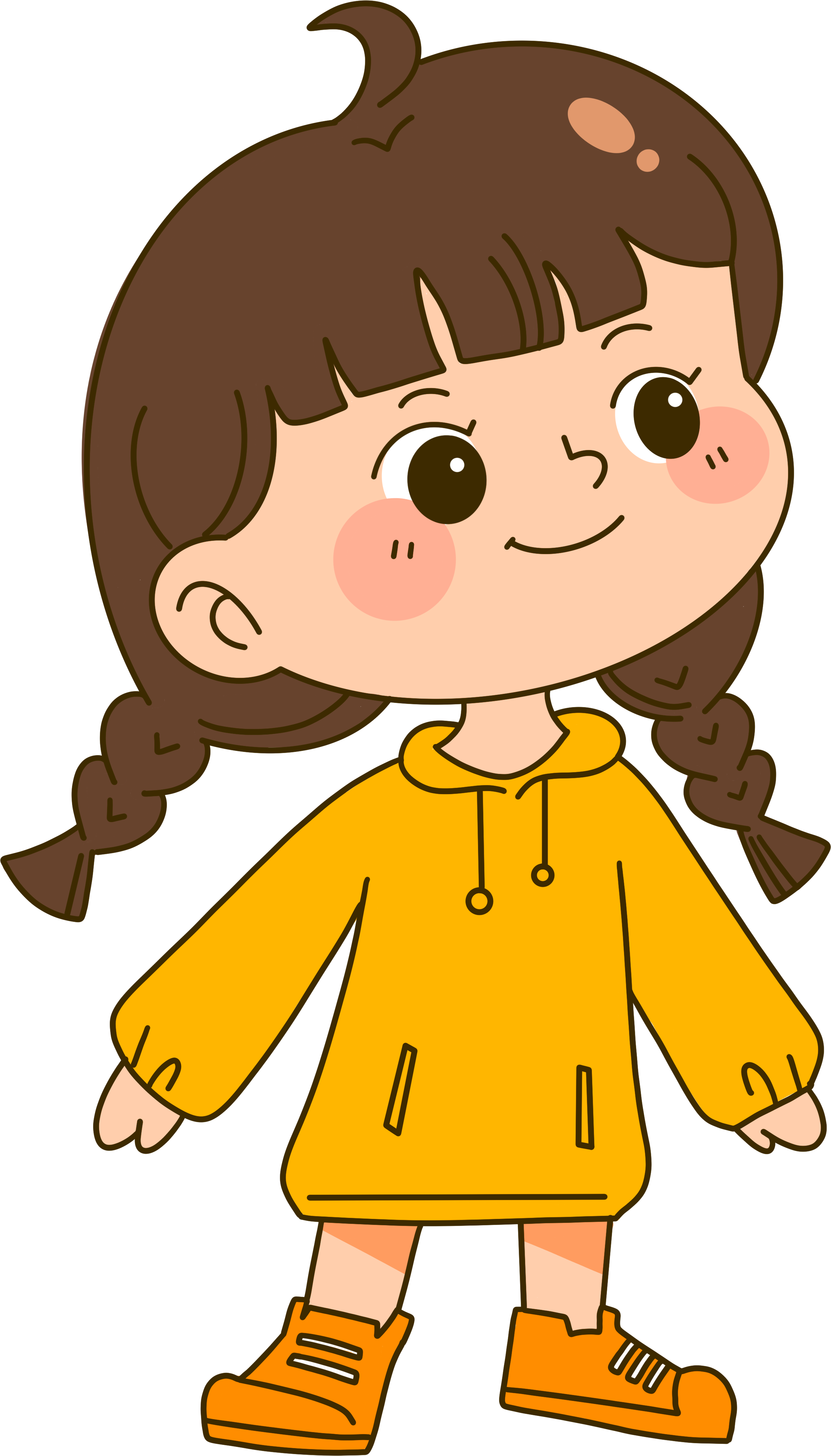 A cute girl in a yellow sweatshirt dress for autumn