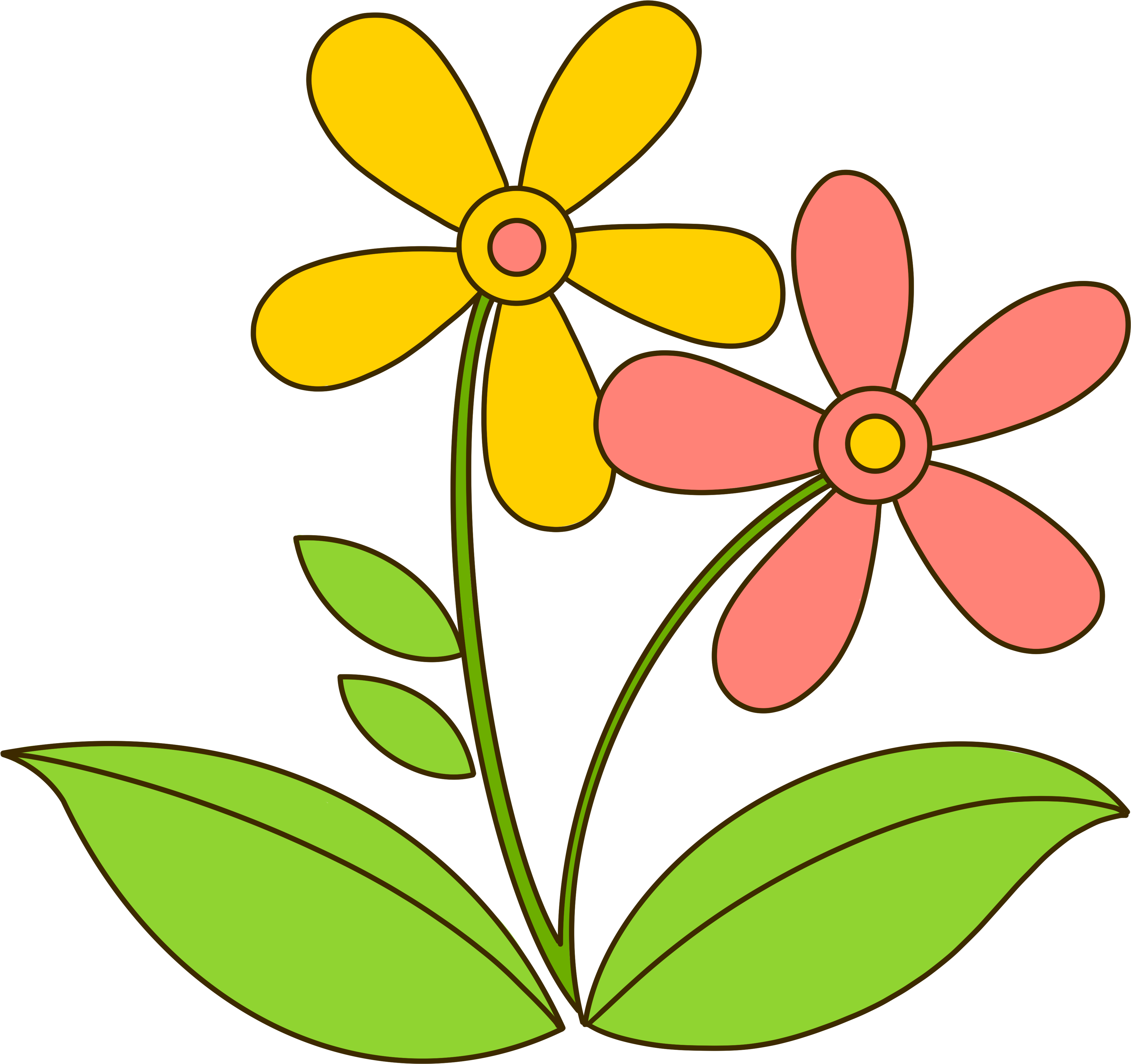 Childlike fun yellow pink small flower transparent background element