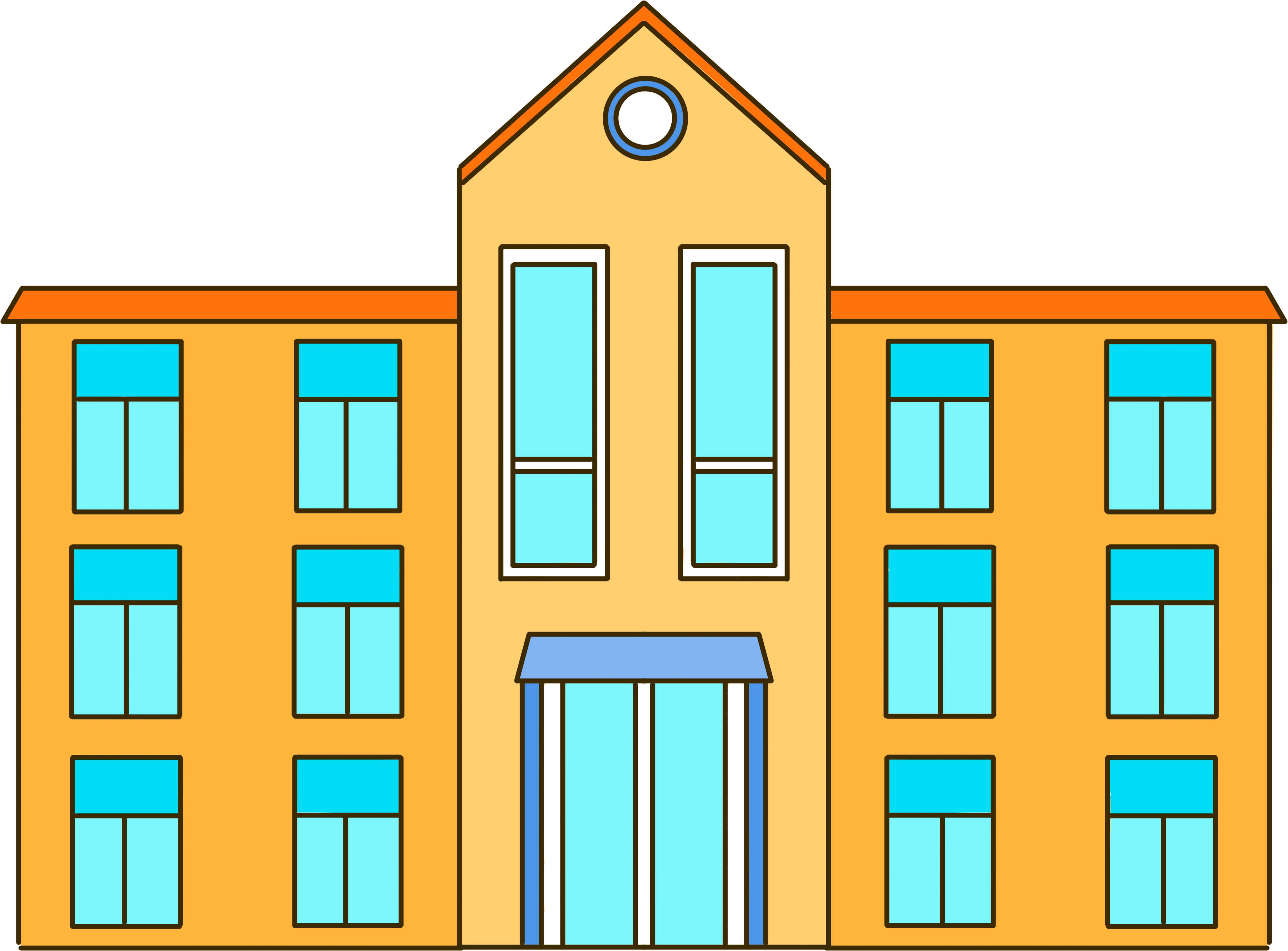 Rough sketch illustration of a school teaching building
